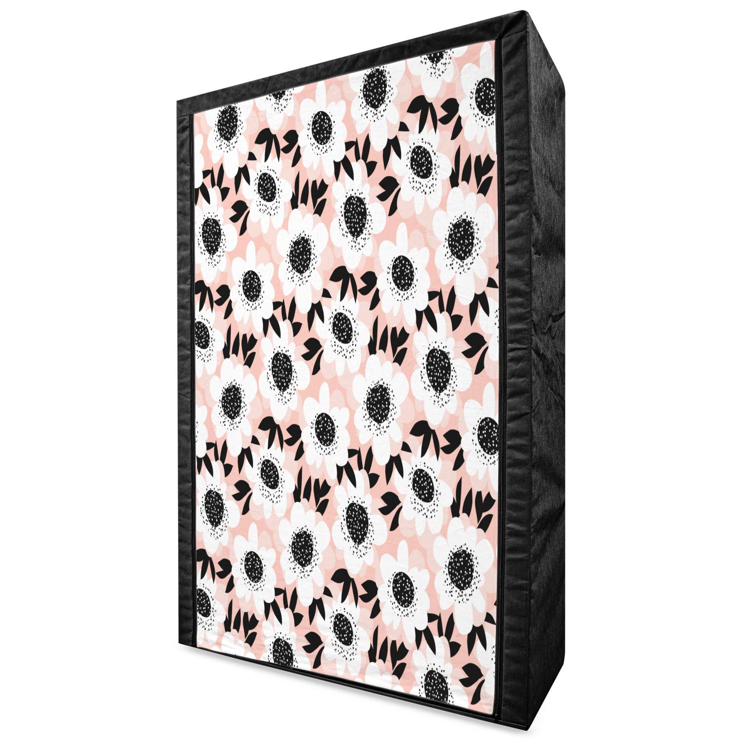 Ambesonne Floral Fabric Wardrobe - Portable Closet Organizer with Shelves, Soft Pastel Flower Pattern, 42.5