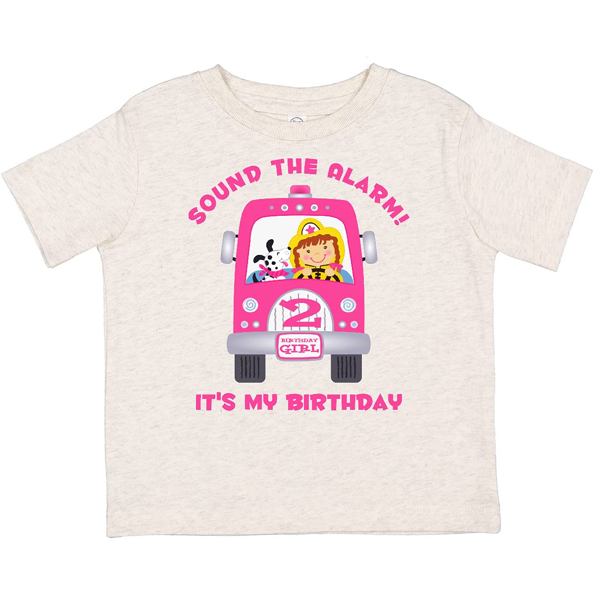 Fire Truck Girl 2nd Birthday Toddler T-Shirt - Cute Toddler Outfit for Girls Birthday Party & Photo Shoots