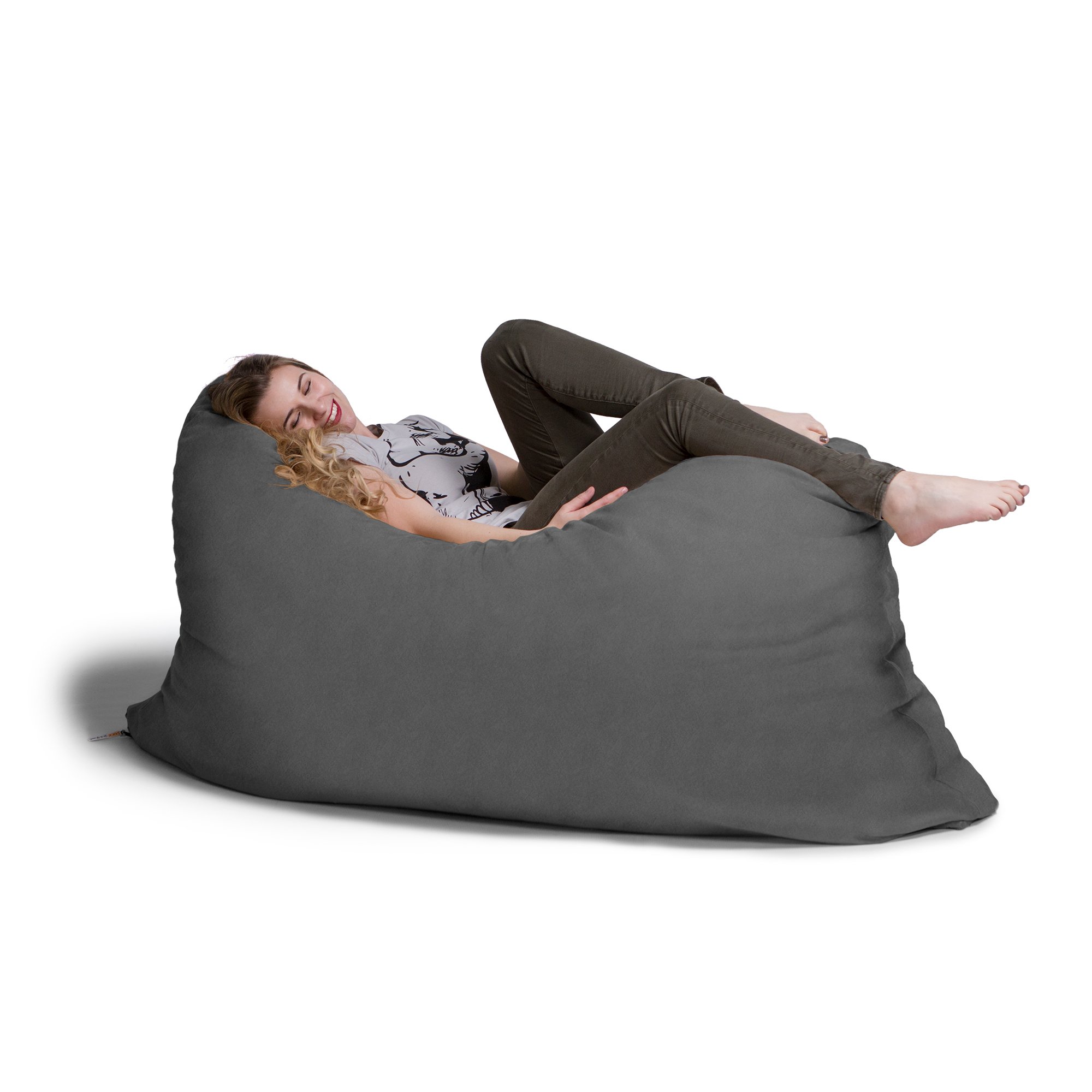 Jaxx Pillow Saxx 5.5-Foot Oversized Bean Bag Chair - Ultra Soft Floor Pillow Lounger for Adults & Teens, Charcoal Grey - Perfect for Gaming, Movie Nights & Dorm Room Relaxation