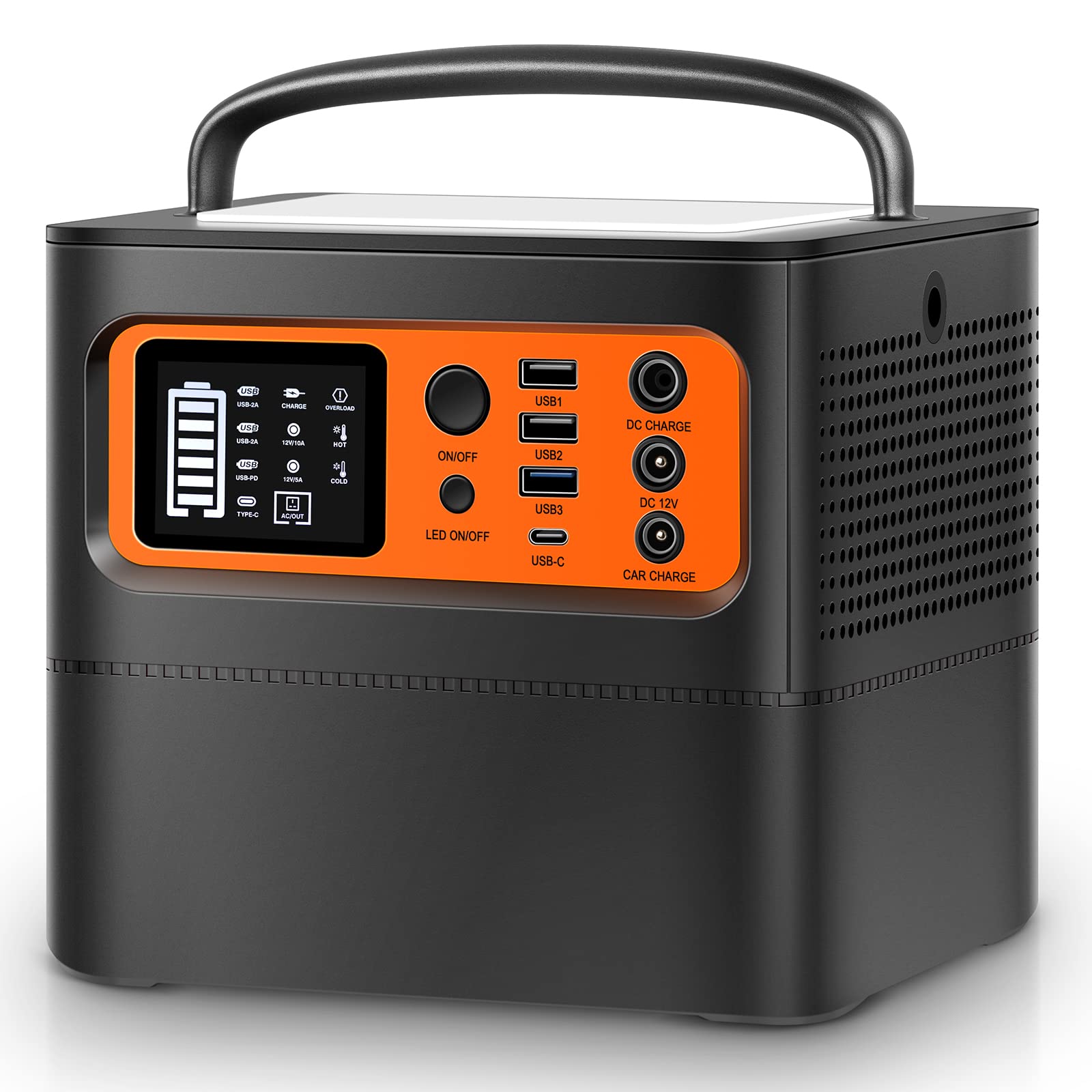 WANROY 500W Portable Power Station - 540Wh Solar Generator with 110V/500W AC Outlet, USB-C & 3 USB-A Ports, 2 LED Lights - Lithium Battery Backup for Outdoor Camping, Car Trips, CPAP Machines & Emergency Power Supply