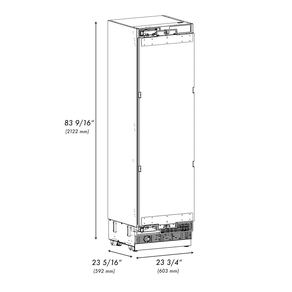 ZLINE Autograph Edition 24-Inch Panel Ready Column Freezer - 12.4 cu. ft. Capacity, Graphite Gray Interior with Champagne Bronze Accents (RBCFVZ 24 CB) - Perfect for Home Bars, Basements & Commercial Kitchens