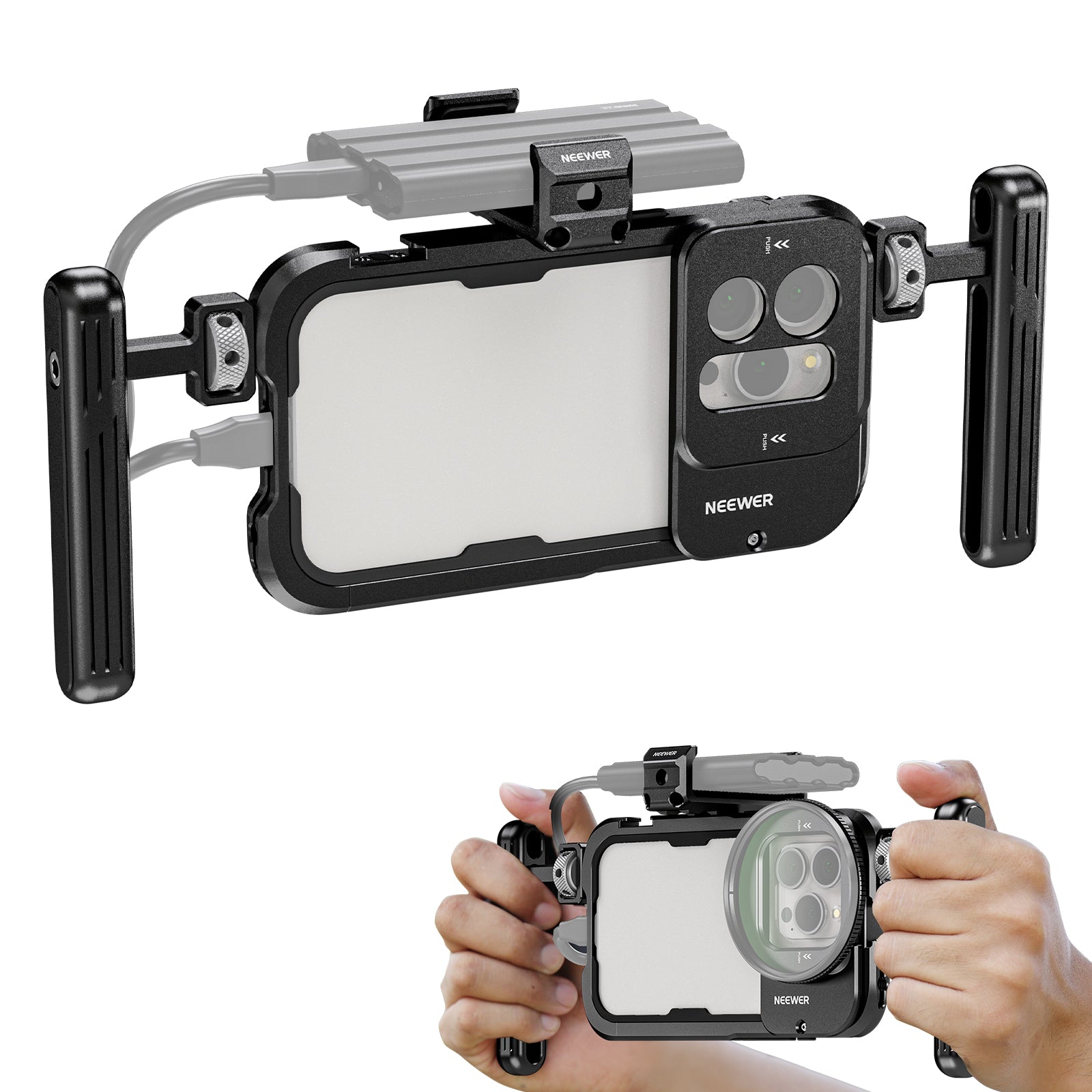 NEEWER PA023K+UA051 Smartphone Video Rig Kit for iPhone 15 Pro & Pro Max - Professional Stabilizer for Vlogging, Filmmaking & Live Streaming