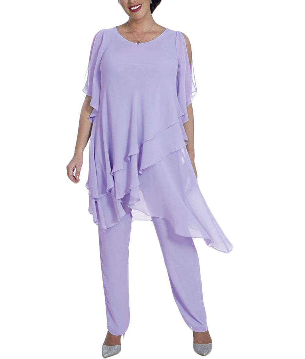 Elegant 2-Piece Chiffon Mother of The Bride Pantsuit - Plus Size Formal Wedding Guest Outfit for Women | Perfect for Weddings, Parties & Special Occasions