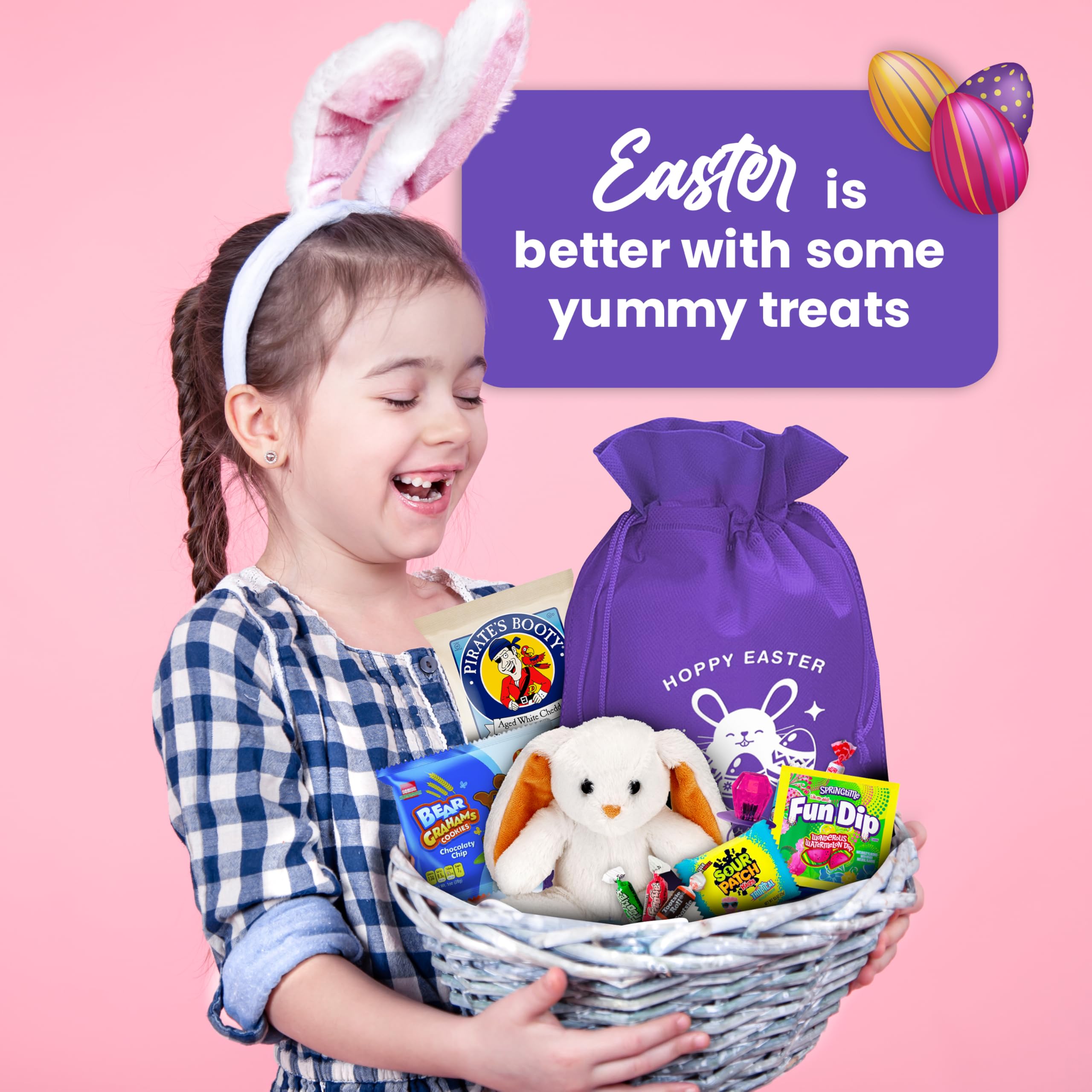 Premium Prefilled Easter Baskets for Kids - Adorable Bunny-Themed Easter Gift Baskets for Boys & Girls - Ready-to-Gift Premade Easter Baskets with Toys & Candy - Perfect for Easter Egg Hunts, Birthday Gifts & Holiday Surprises