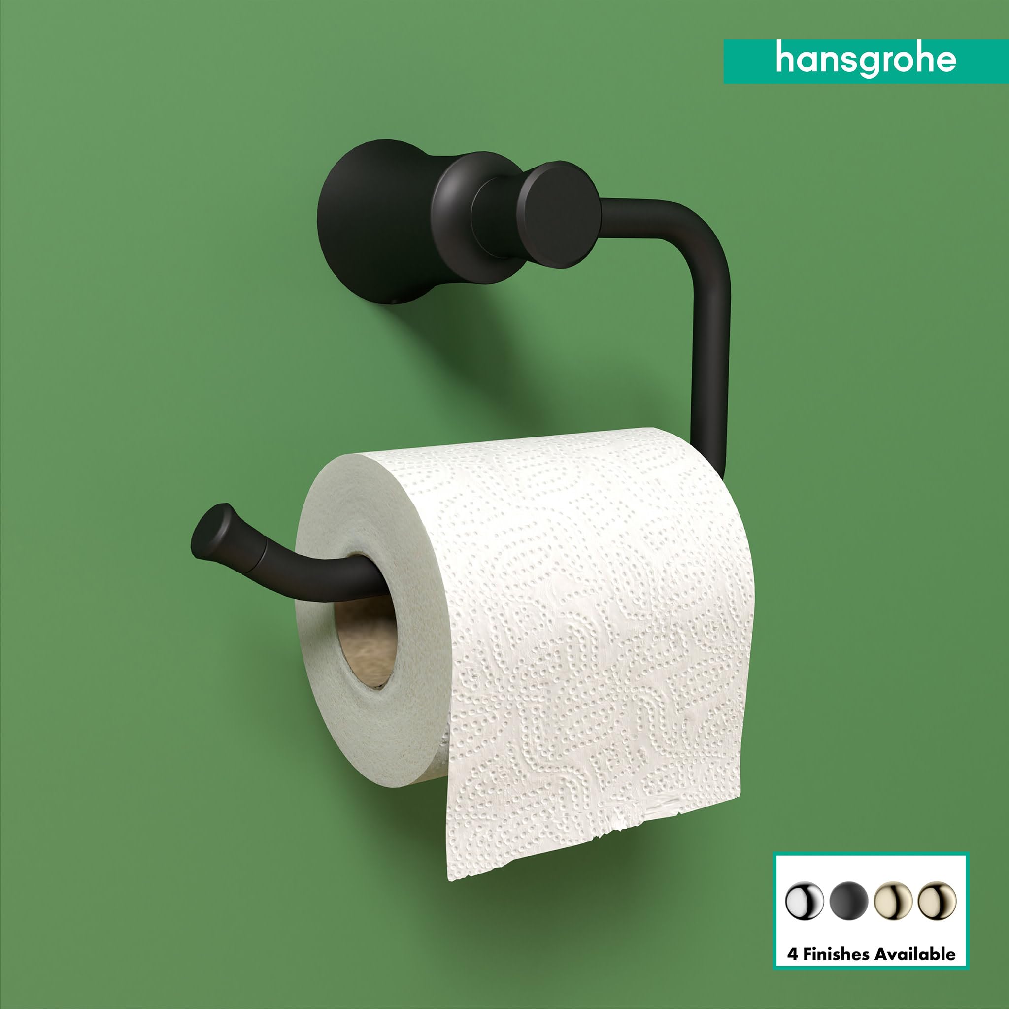 hansgrohe 7-inch Matte Black Toilet Paper Holder (Model 04787670) – Durable & Stylish Bathroom Accessory for Modern Homes