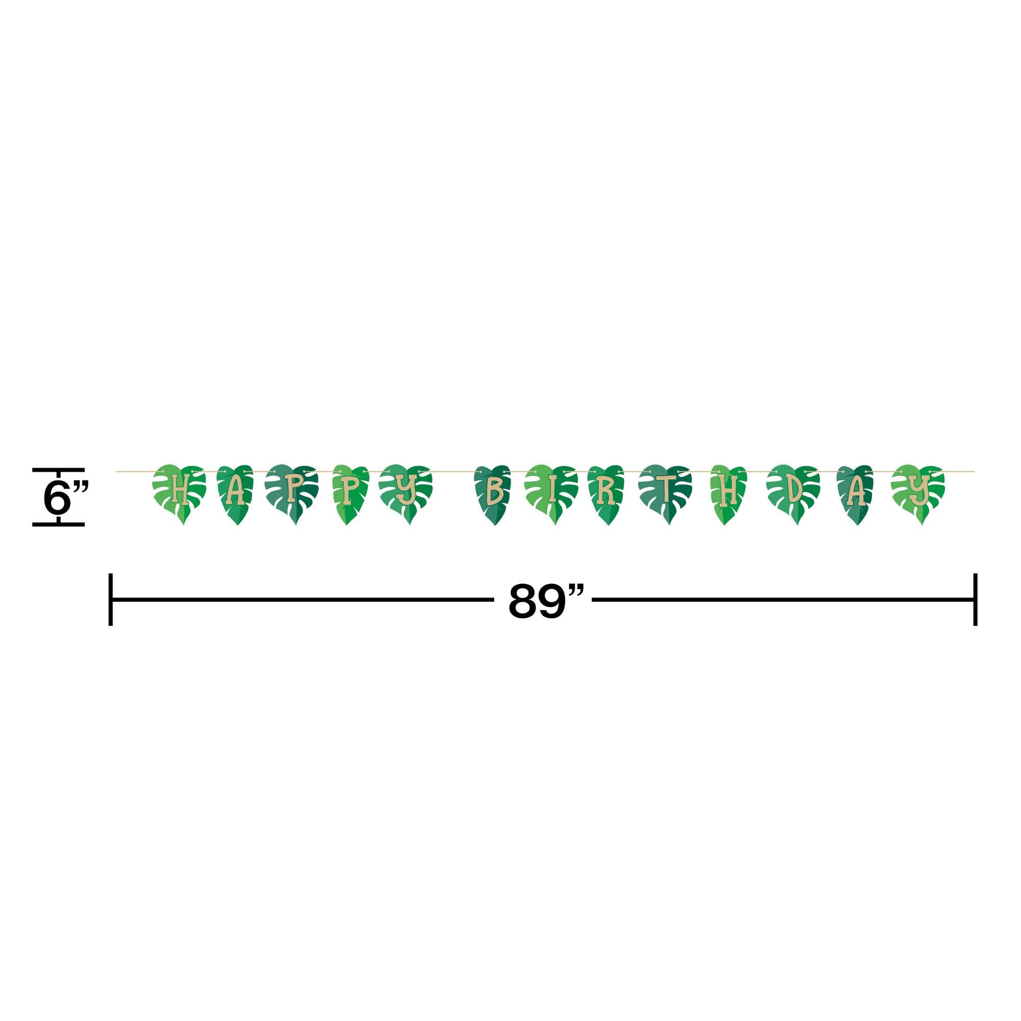 Club Pack of 12 Green and Beige Leaf Happy Birthday Party Banners 89