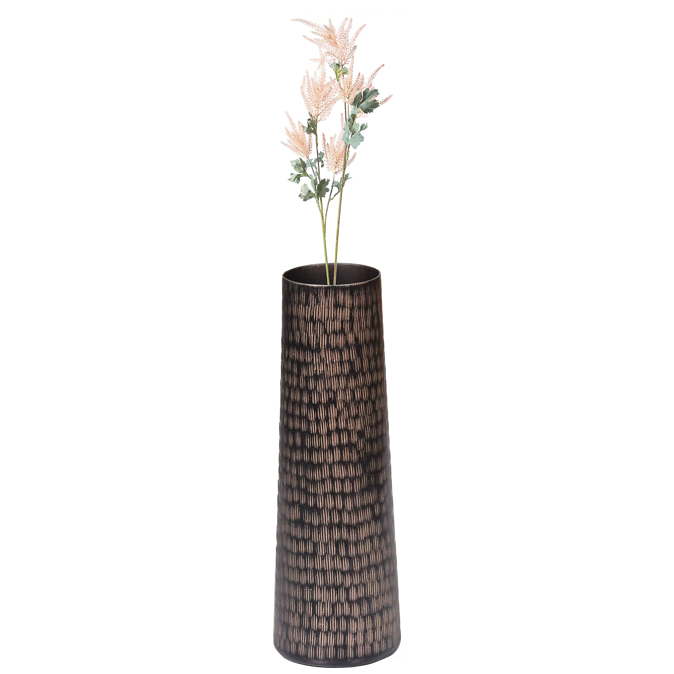 Hammered Aluminum Flower Vase Set of 3 - Decorative Copper Table Centerpiece for Wedding, Home Decor, and Dining Room Decorations