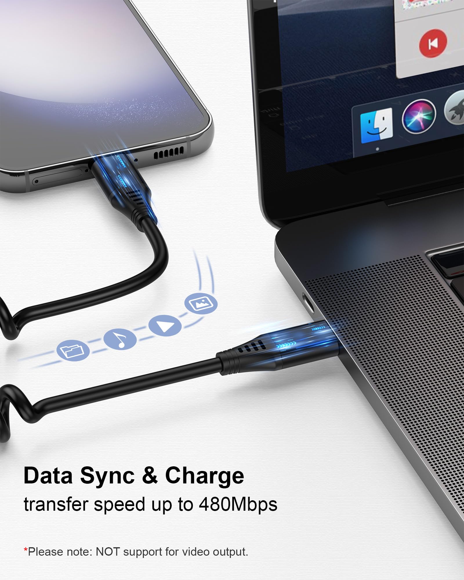 3FT/2Pcs S25 Coiled USB C Cable Fast Charging Cord for Samsung Galaxy Z Fold6 Flip6 S24 FE S23 Ultra S22 S21 S9 S8 A16 A03s A13 A14 A53 A54 A51, Compatible with iPhone 16Pro Pixel Android Auto - Perfect for Car Charging, Home & Office Use