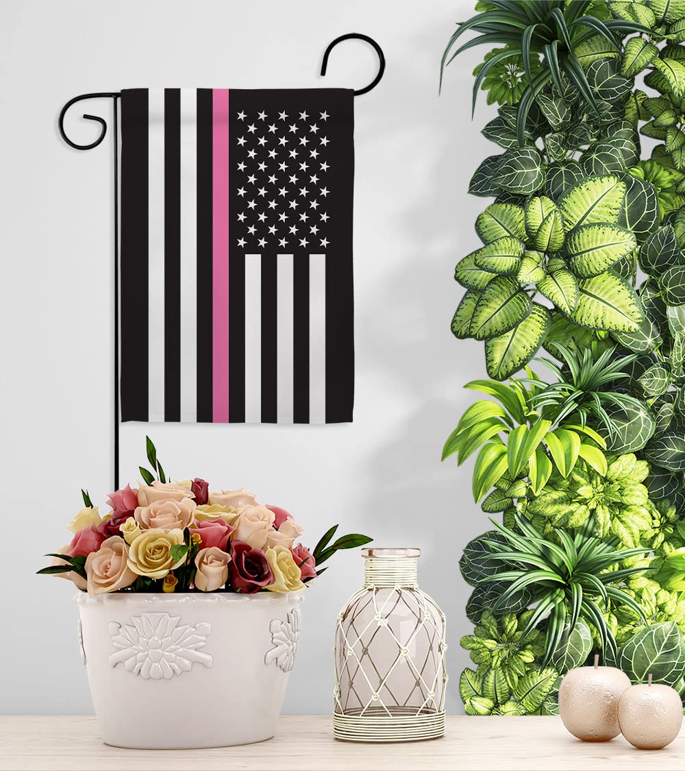 Thin Pink Line Garden House Flag - Double-Sided 28x40 Inch, Made in USA - Supports Cancer, Autism & Breast Cancer Awareness - Perfect for Yard Decor, Gifts & Outdoor Events