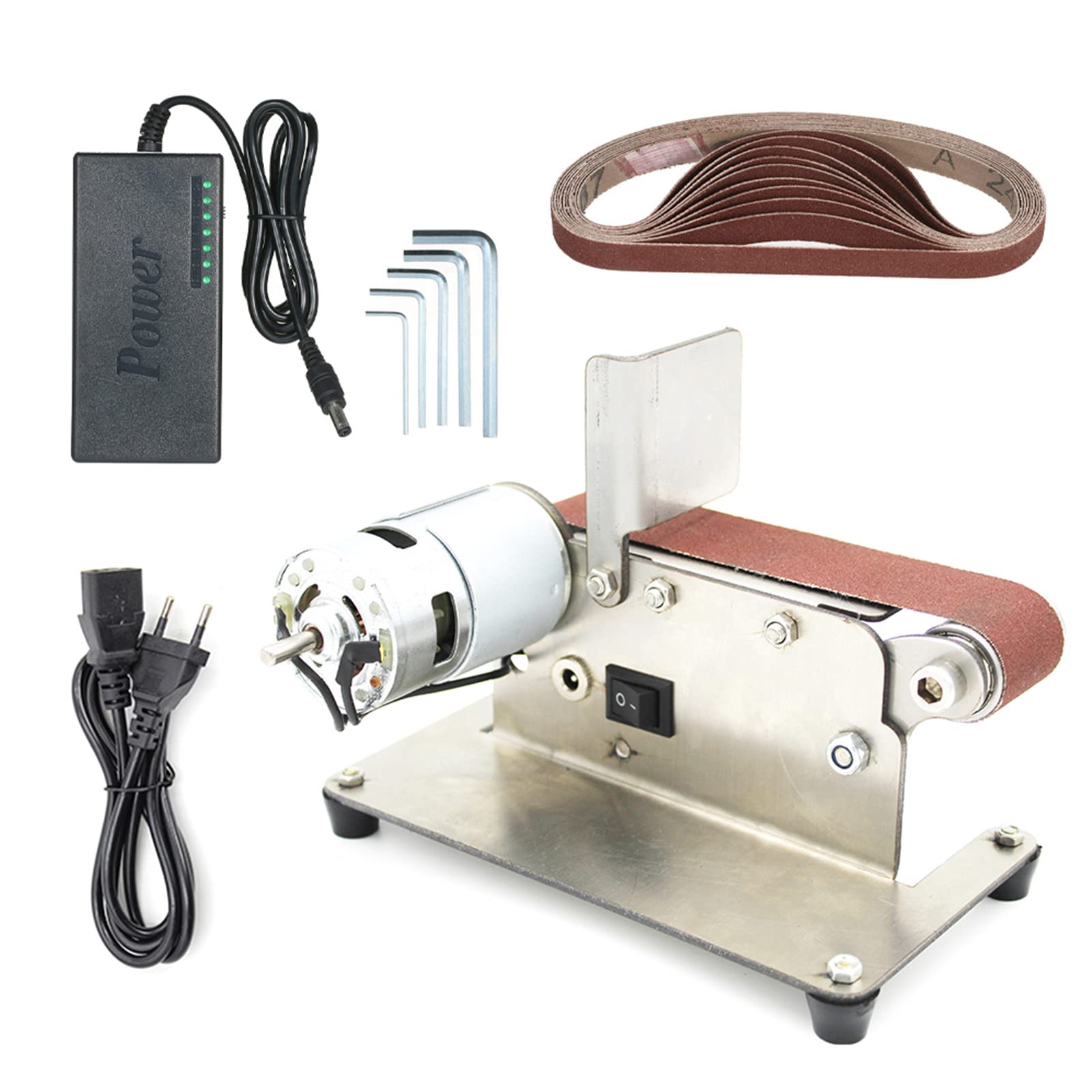 ZJDYDY Mini Belt Sander - 4500-9000RPM Adjustable Speed Electric Grinder for DIY, Knife Sharpening & Metal Polishing | 775 Motor Bench Grinder for Woodworking, Metalworking & Craft Projects