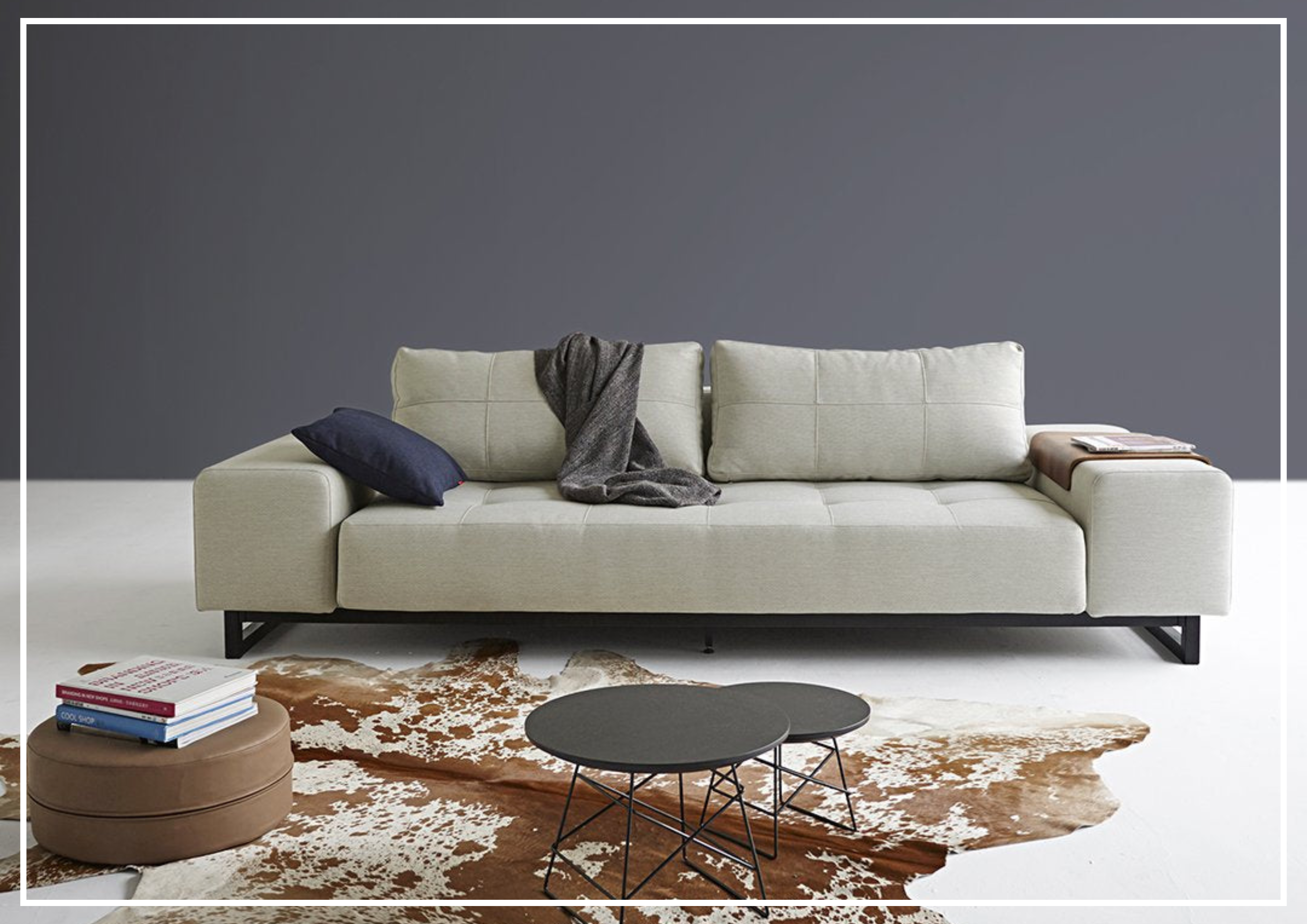 Innovation Living Grand DEL 2-Seater Fabric Sleeper Sofa with Ottoman - Convertible Bed & Lounge Chair for Small Spaces, Guest Rooms & Apartments