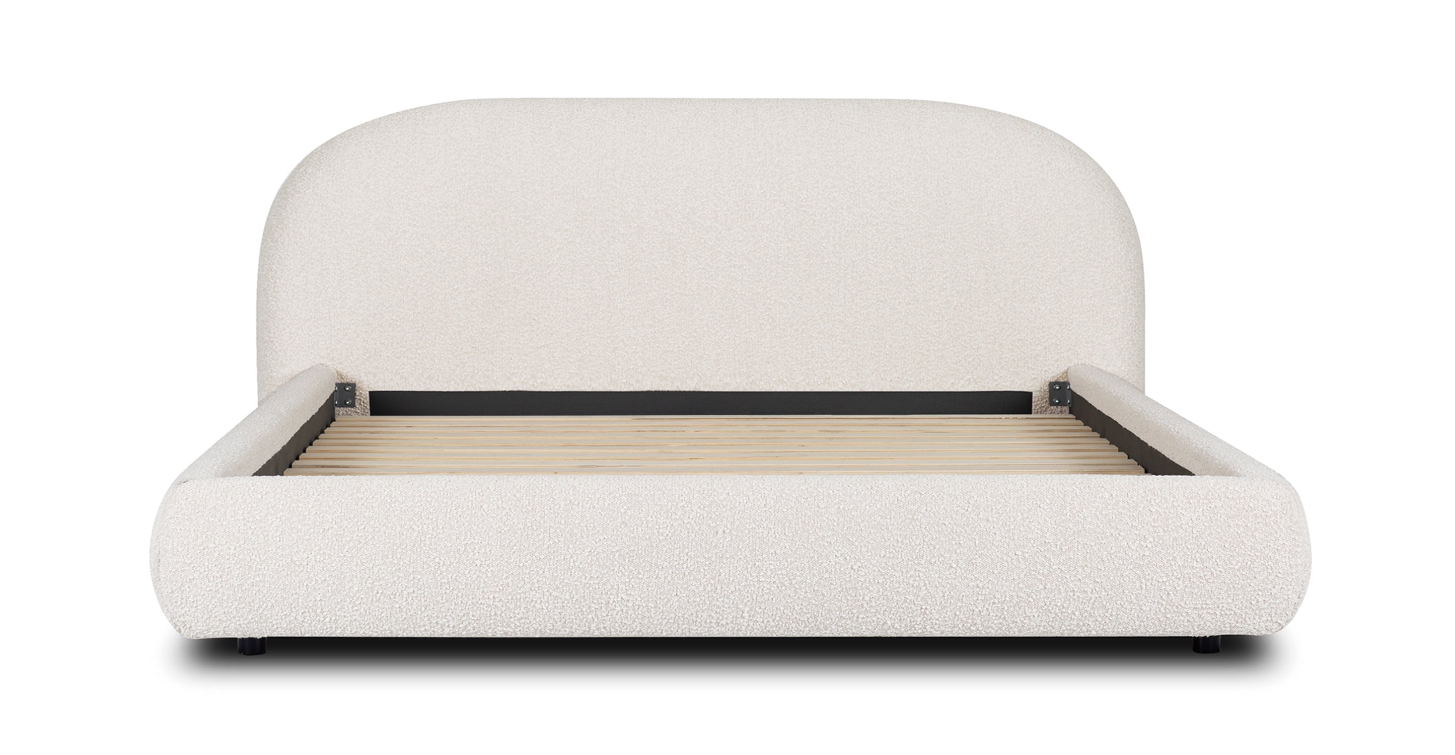 Genoa Queen Size Bed Frame - Modern Platform Bed with Upholstered Headboard, Sturdy Wooden Slats - Perfect for Master Bedroom, Guest Room, or Apartment