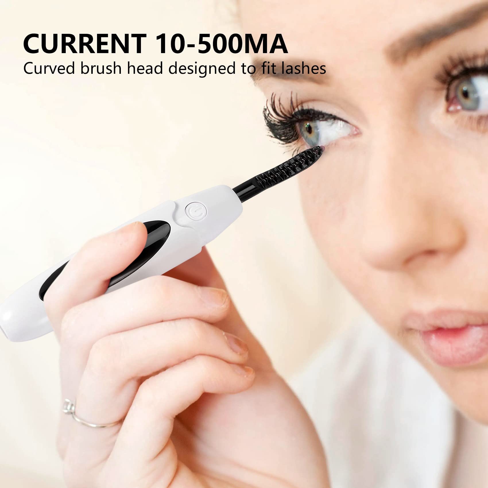USB Rechargeable Electric Heated Eyelash Curler - Long Lasting Natural Lash Curling Kit (White) | Perfect for Home Use, Travel & Professional Makeup Application