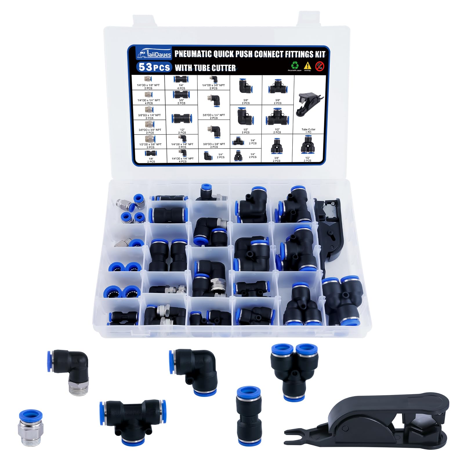 53 Pcs Quick Connect Air Hose Fittings Kit - 1/8