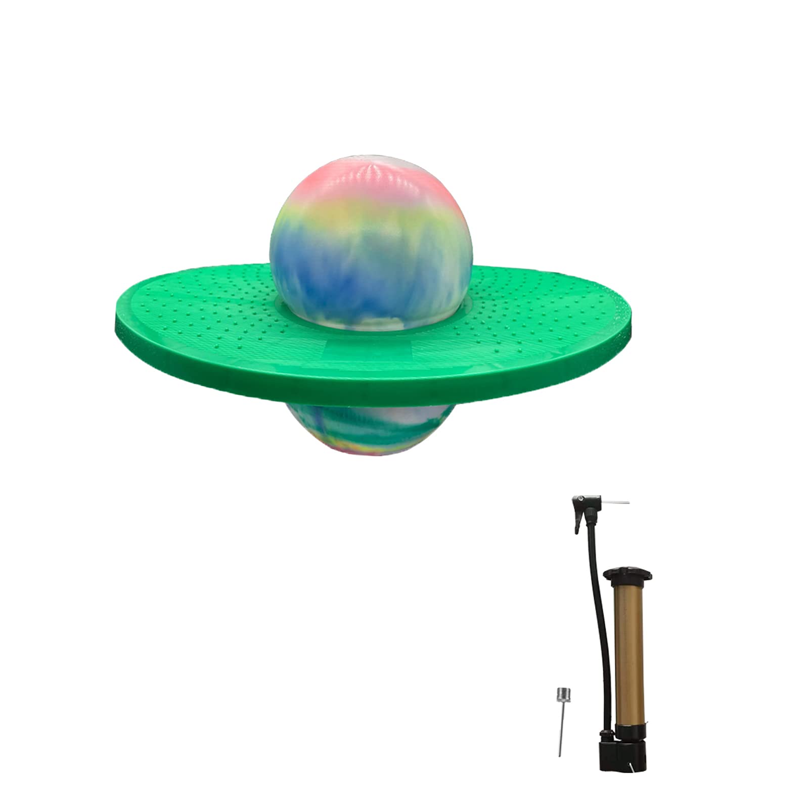 FURTHERNEXT Pogo Ball for Kids & Adults - Up to 160 lb Bounce Board with Air Pump & Sturdy Deck - Best Exercise Toy for Ages 6+ - Perfect Outdoor & Indoor Active Play Gift (Multi-Green) - Great for Backyard Fun, Birthday Presents & Fitness Training