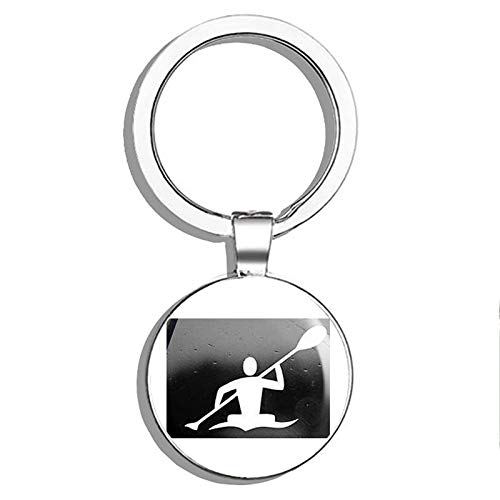Premium Double-Sided Stainless Steel Kayak Keychain - Waterproof Vinyl Paddle & Canoe Decal Key Ring for Outdoor Enthusiasts - Perfect for Kayaking, Canoeing, Boating & Car Keys Organization