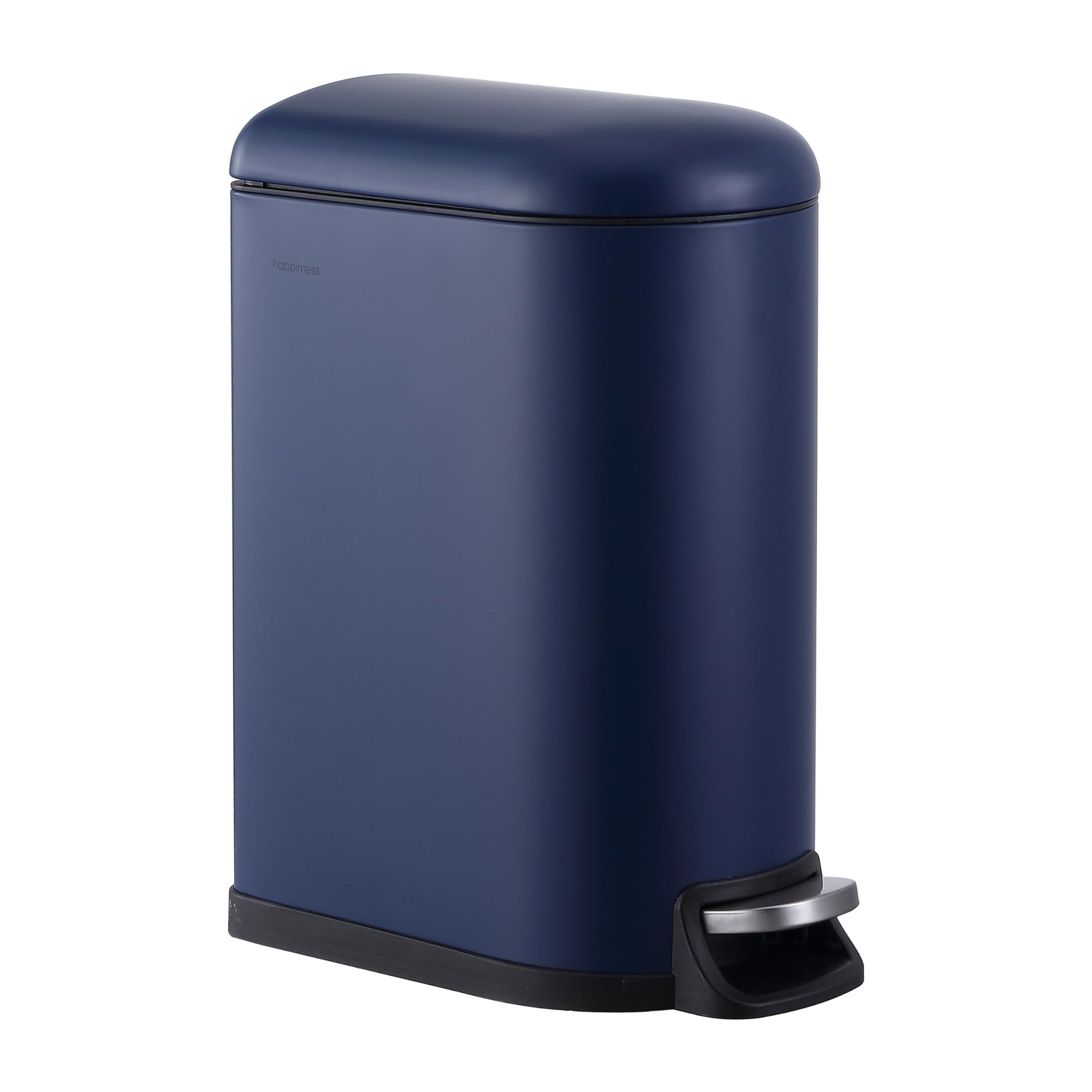 Happimess HPM1009J Roland Mini 2.6-Gallon Step Trash Can with Soft-Close Lid - Fingerprint Resistant, Modern Minimalist Design for Home, Kitchen, Office, Bedroom, Bathroom & Laundry Room - Denim Blue Small Waste Bin for Easy Hands-Free Disposal