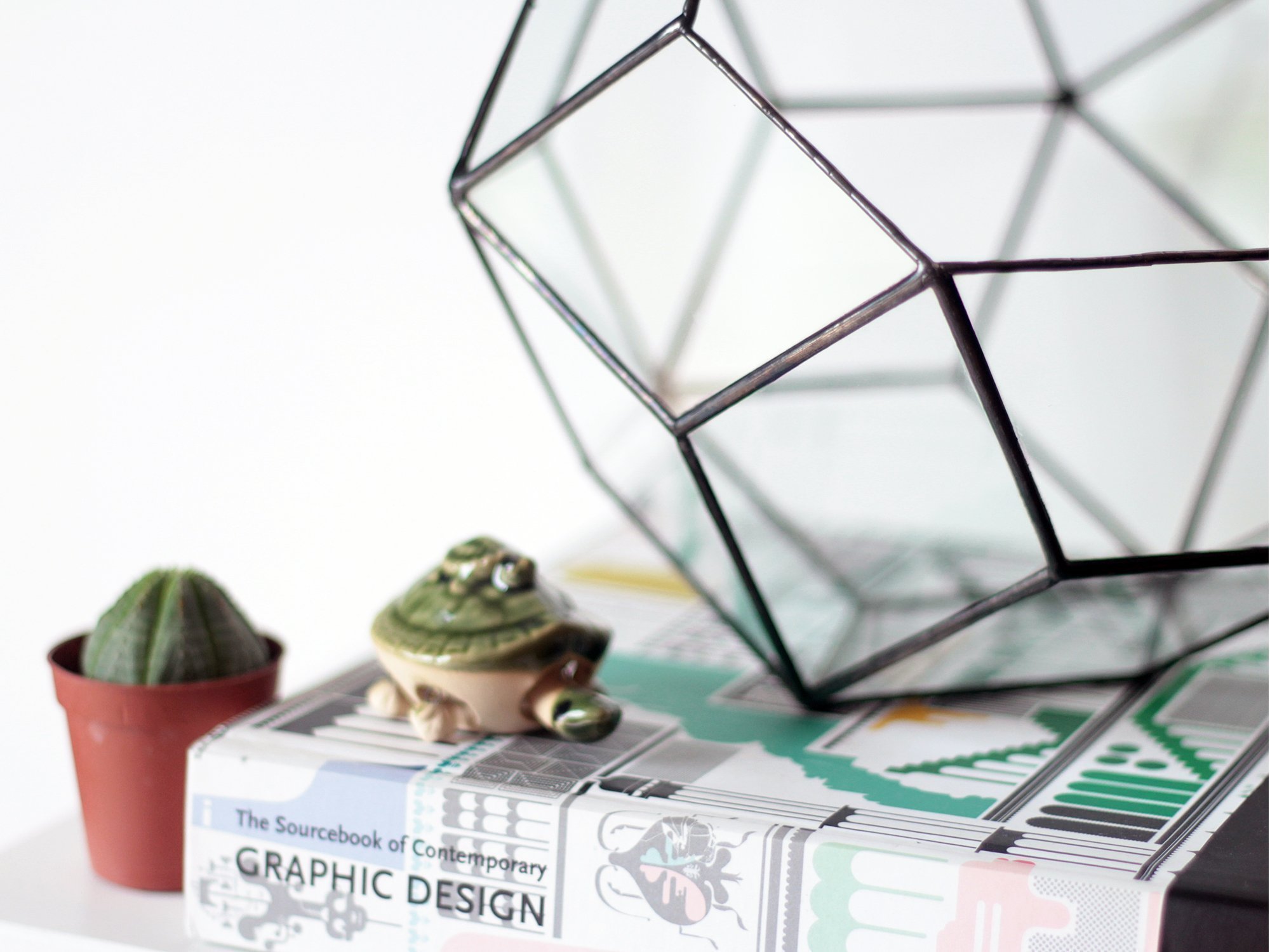 Large Geometric Glass Terrarium Container for Plants - Copper, Silver, Black | Modern Home Decor, Office Desk Display & DIY Succulent Garden