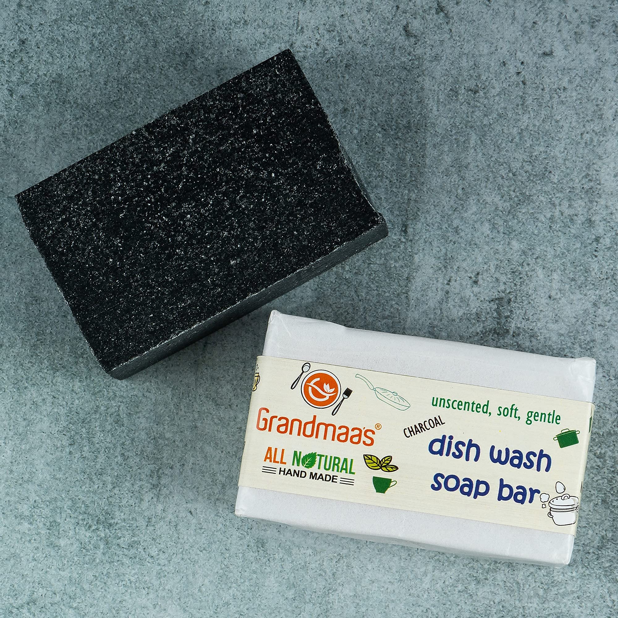 Grandmaas Natural Dishwashing Soap Bar (100g X 5 Pack) - Unscented, Eco-Friendly & Vessel Safe - Gentle Hand Wash for Delicate Dishes - Perfect for Camping, RV Travel & Sustainable Home Cleaning