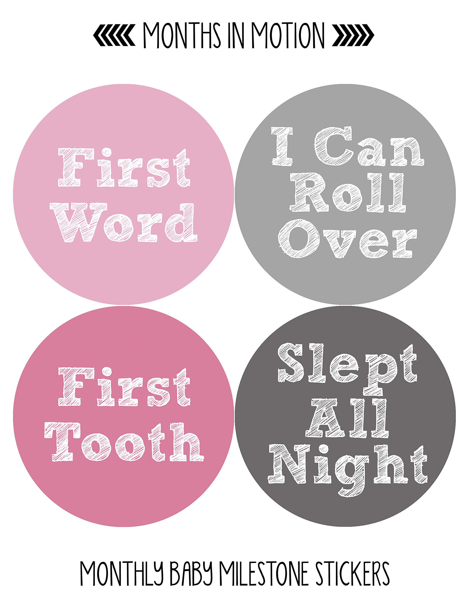 Baby Monthly Milestone Stickers Set of 20 - Newborn Girl Growth Tracking Stickers - Cute Monthly Photo Markers for Baby's First Year - Perfect for Baby Albums, Scrapbooking & Monthly Photo Shoots