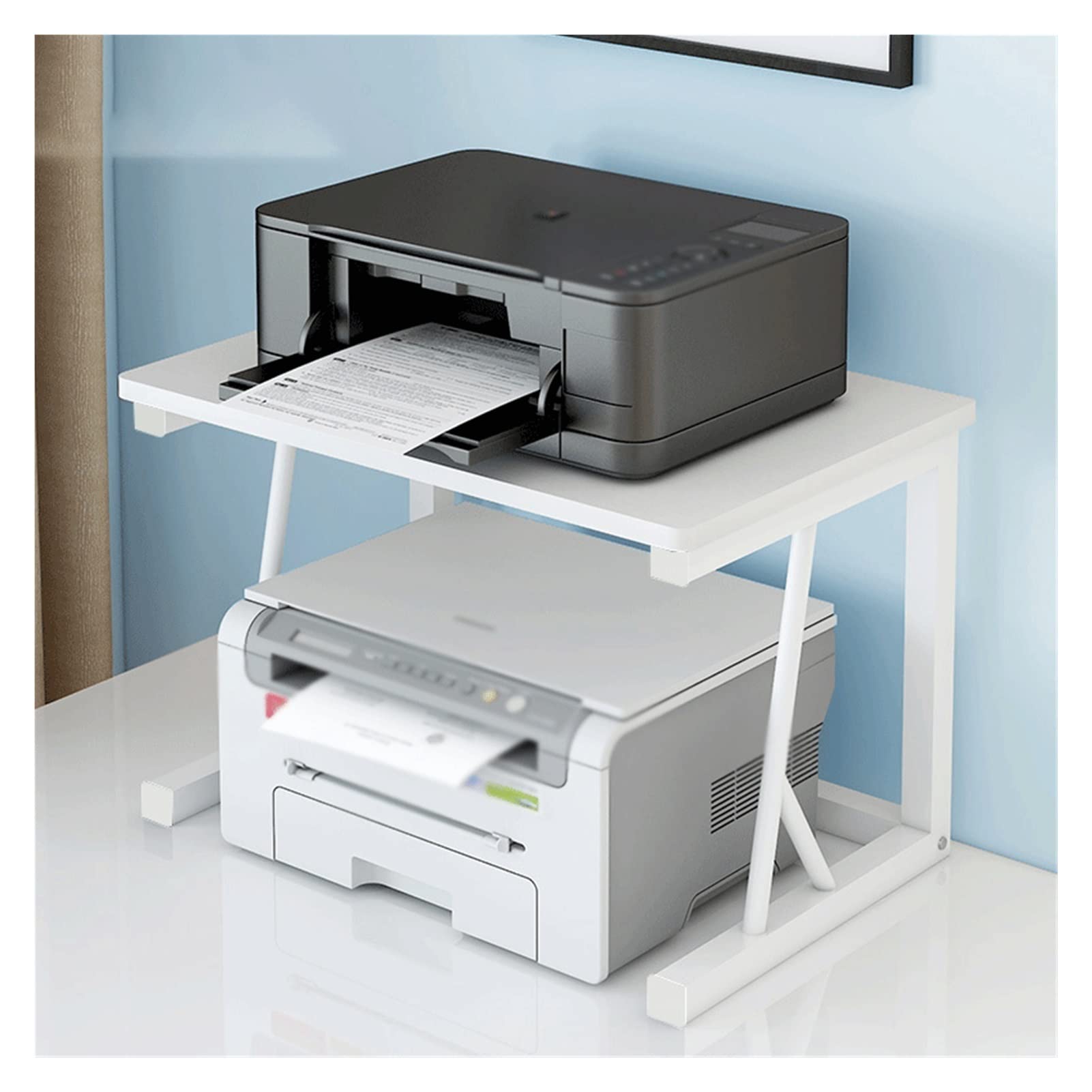 Heavy Duty Printer Stand for Office & Home - Small Desktop Copier Stand with File Organizer, Durable Printer Shelf for Storage & Organization (Color: Black) - Perfect for Home Office, Workspace & Desk Organization