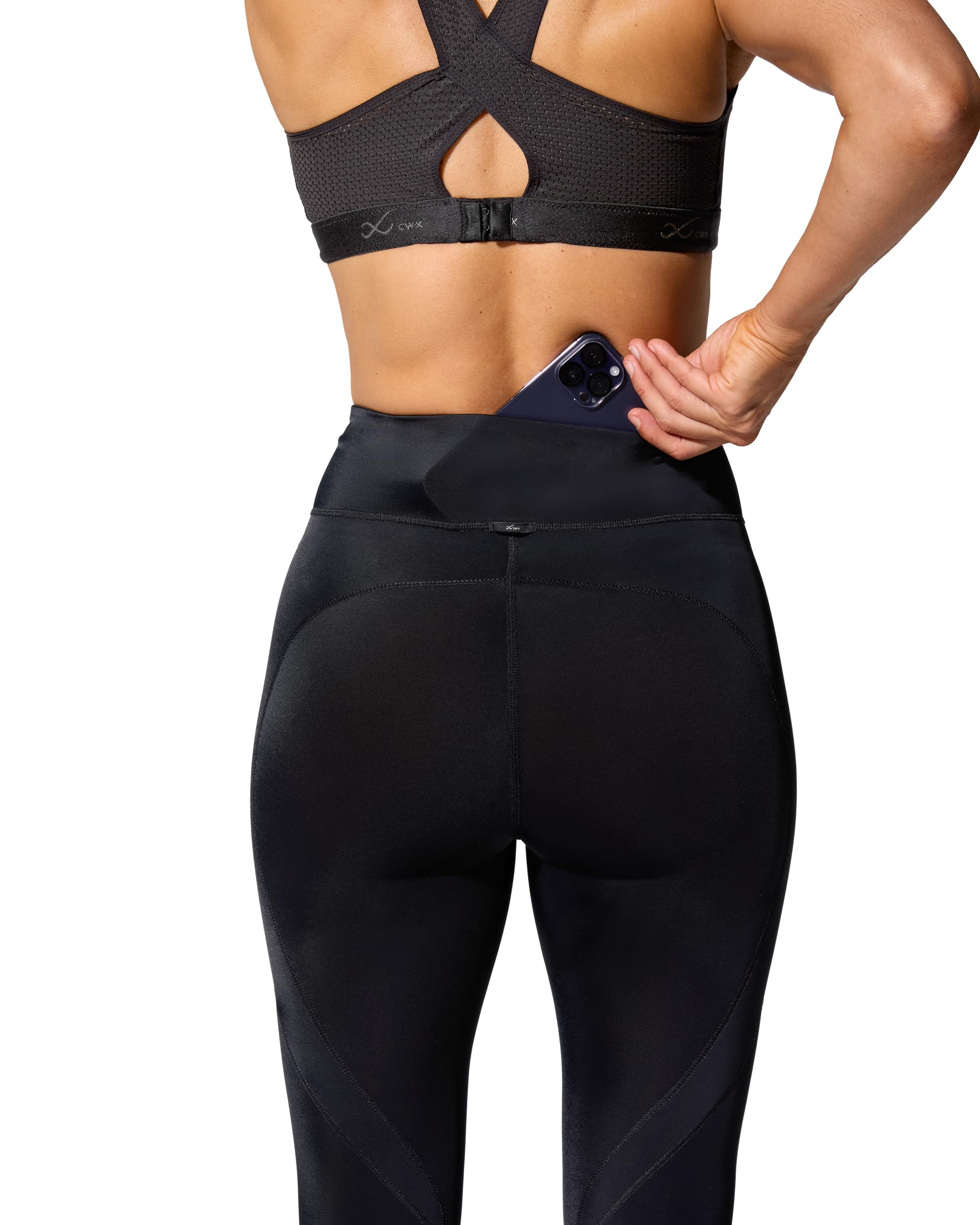 CW-X Women's Stabilyx 3.0 Joint Support 3/4 Capri Compression Tight - High-Rise Leggings with Back Phone Pocket for Running, Yoga & Workout - Breathable & Supportive Activewear for Women