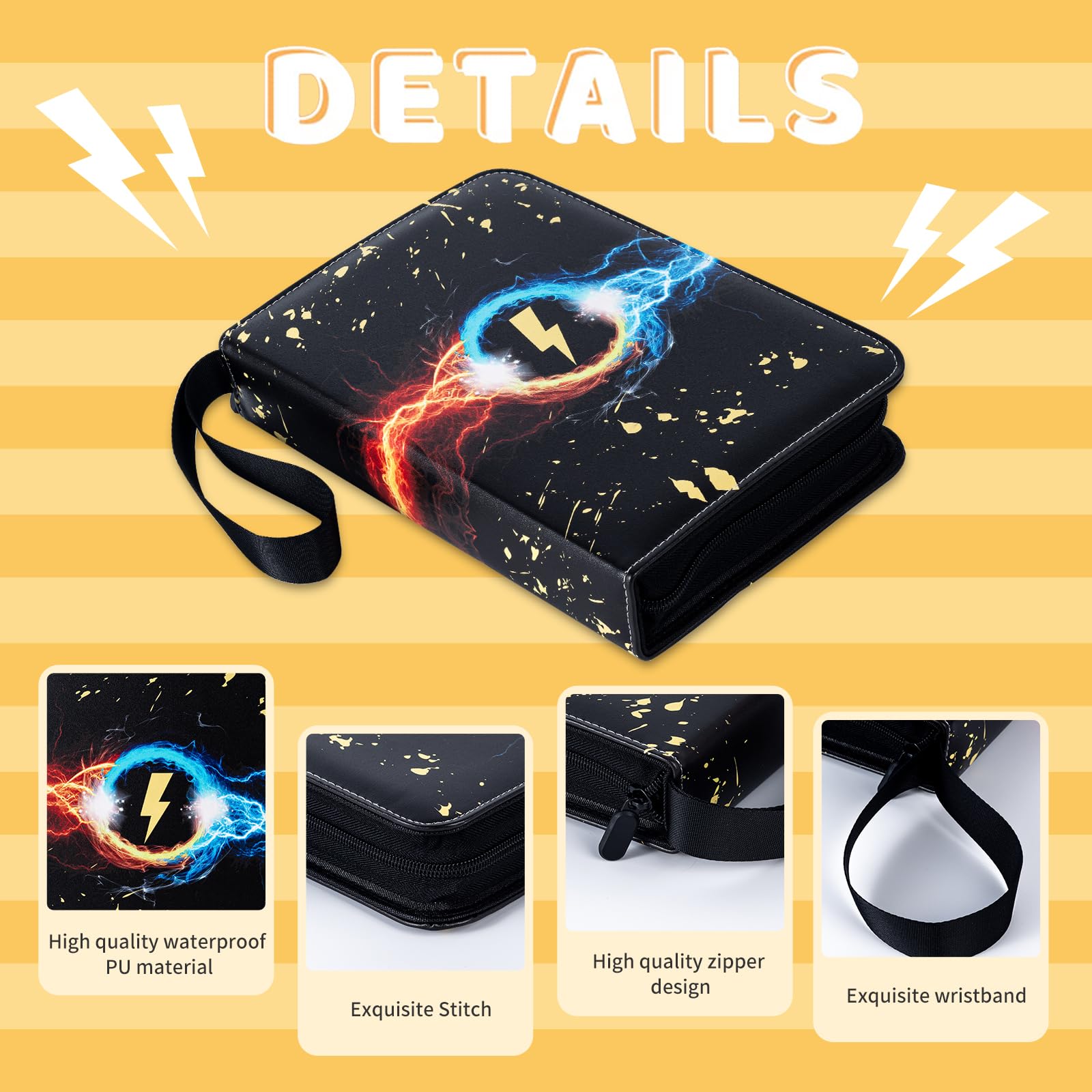 Premium 400-Pocket Card Binder with 50 Removable Sleeves - TCG Trading Card Album for Standard Size Cards - Black Display Storage Carrying Case - Perfect for MTG, Pokemon & Sports Card Collectors - Organize & Protect Your Valuable Card Collection