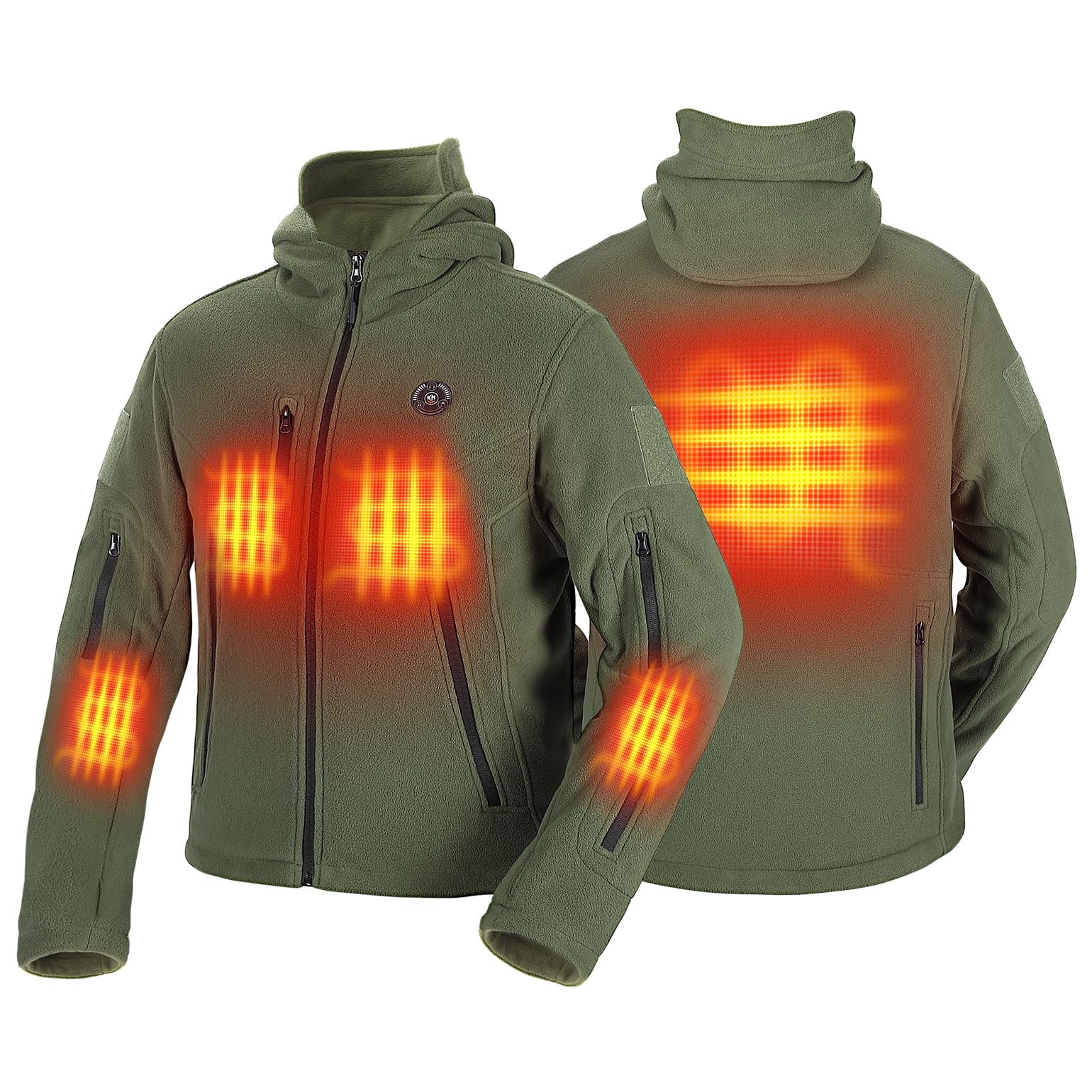 KEMIMOTO Men's Heated Jacket - Soft 12V 15000mAh Battery Heated Hoodie with APP Control, Tactical Winter Wear for Outdoor Work, Hunting & Motorcycle Riding