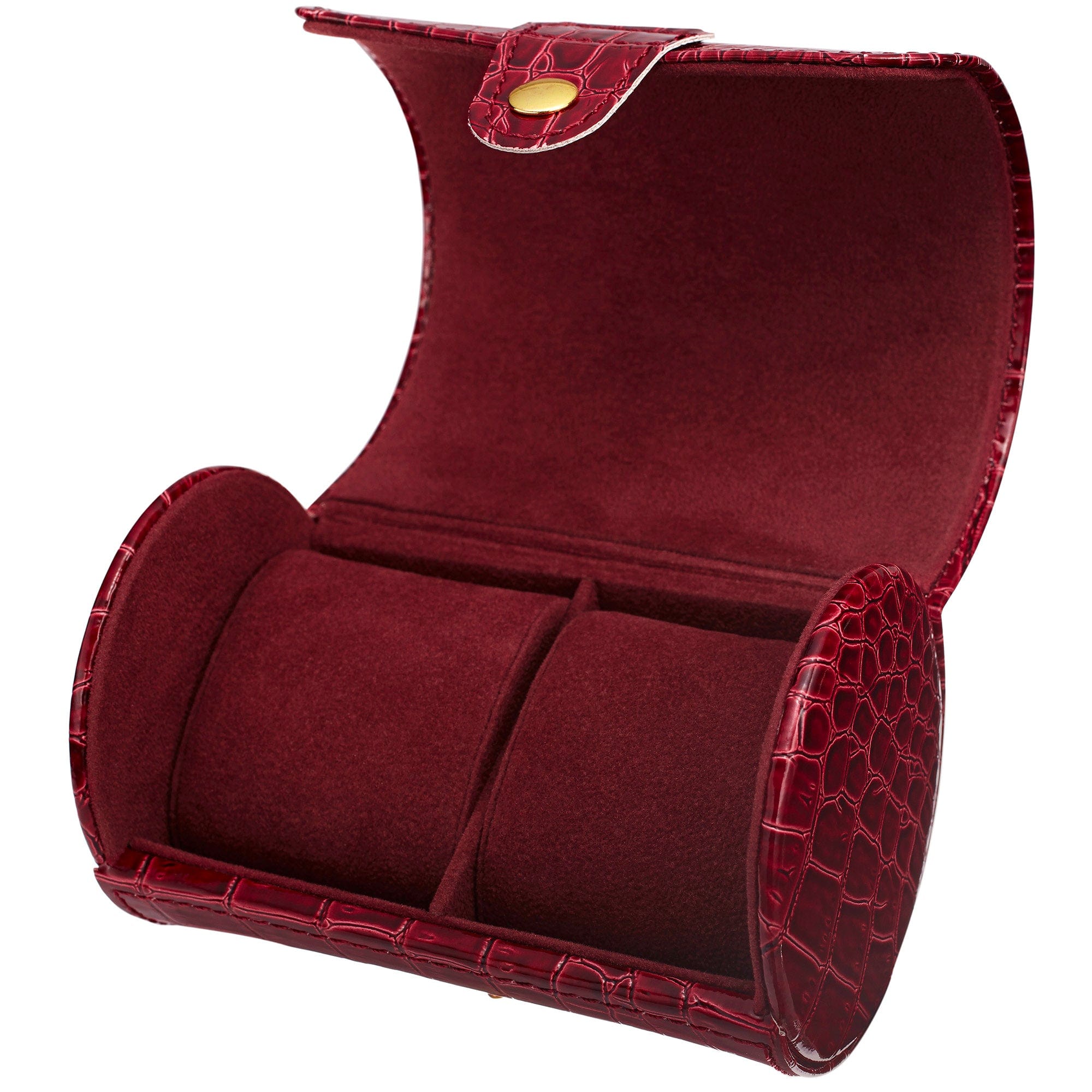 Premium Crimson Croco 2 Watch Case - Luxury Leather Watch Storage Box for Men & Women - Perfect for Travel, Home Display, and Watch Collection Organization