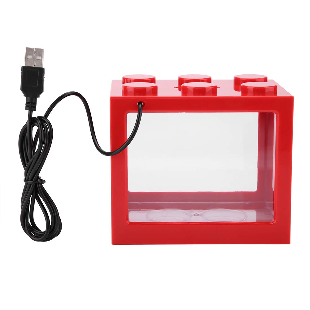 Redxiao Mini LED Fish Tank with USB Light - Durable Plastic Aquarium for Office, Tea Table, Home Decor - Perfect for Betta Fish, Small Aquatic Pets & Zen Decorations