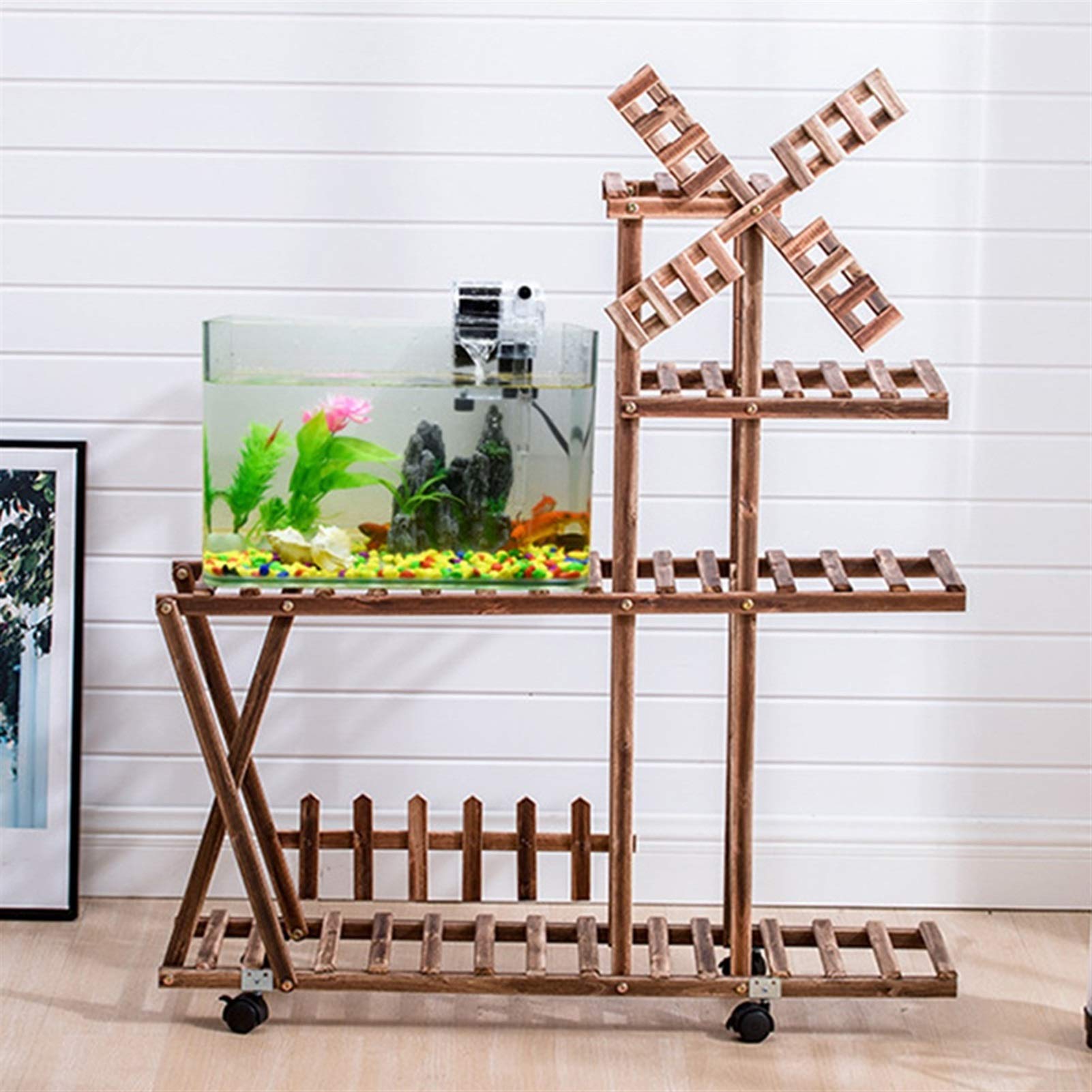 Lustar 3-Tier Vertical Flower Shelf - Indoor Outdoor Plant Stand with Wheels for Bonsai, Succulents & Garden Decor - Perfect for Patio, Balcony & Home Decor