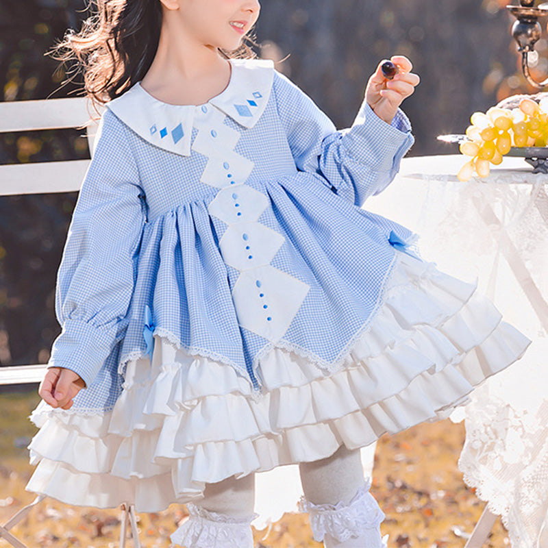 Lolita Baby Girl Princess Puffy Dress with Lattice Design - Perfect for Birthday Parties, Photo Shoots & Special Occasions