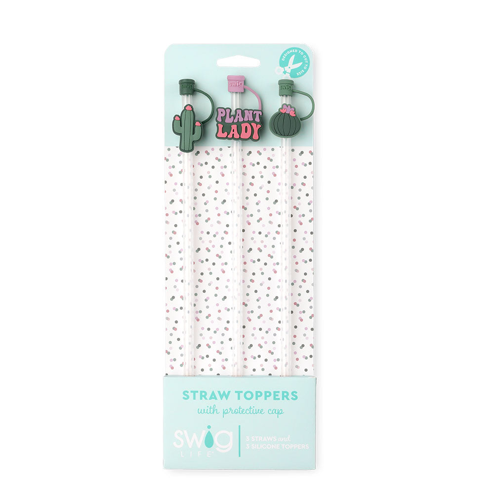 Plant Lady Straw Topper Set - Cute Floral Straw Covers for 10/12mm Drinking Straws - Perfect for Summer Drinks, Iced Coffee, Smoothies & Party Decorations