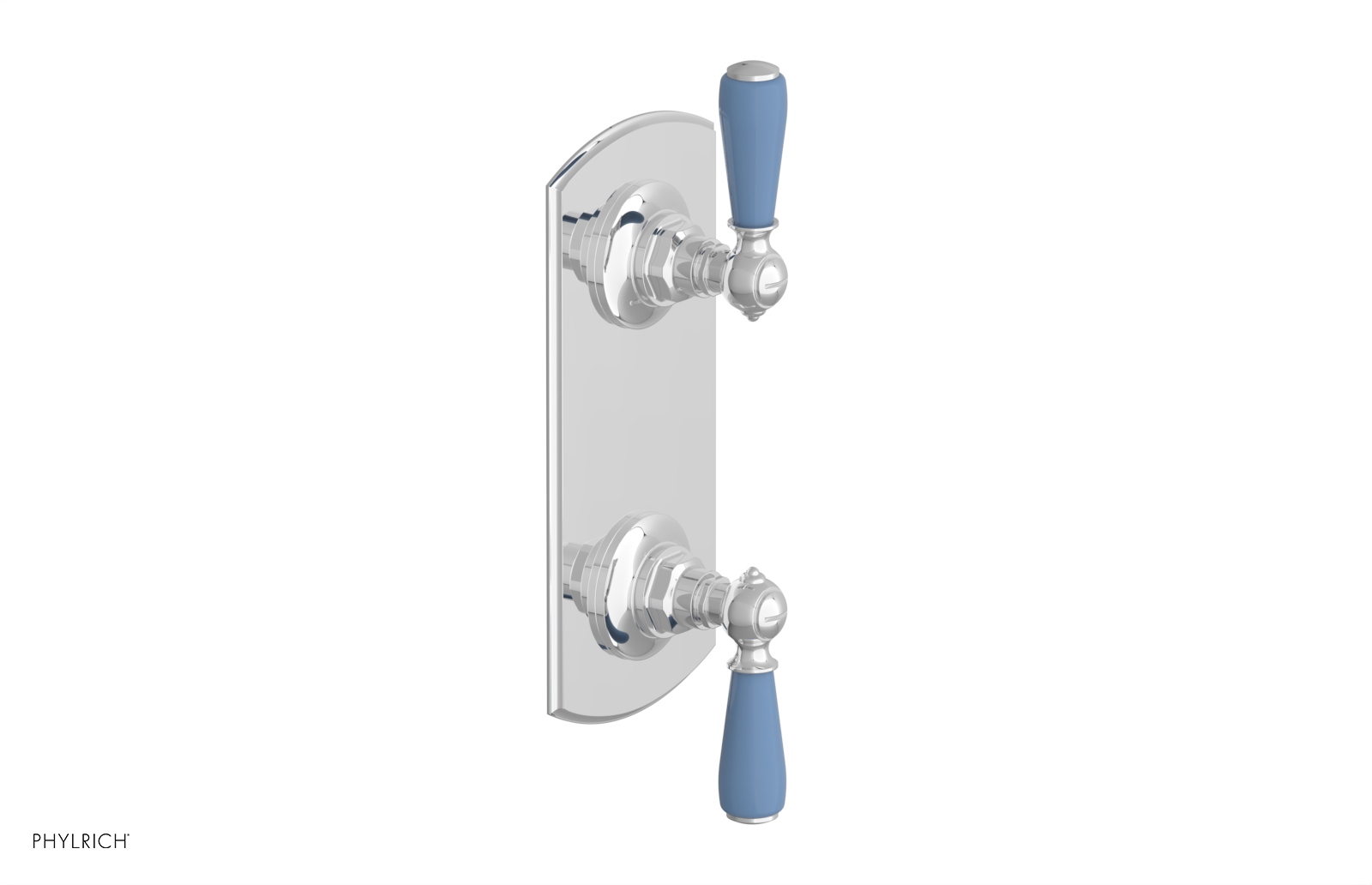 Jamestown Thermostatic Shower Valve with Volume Control & Diverter - Light Blue Accented Bathroom Fixture for Modern Home Renovation & Spa-Like Shower Experience