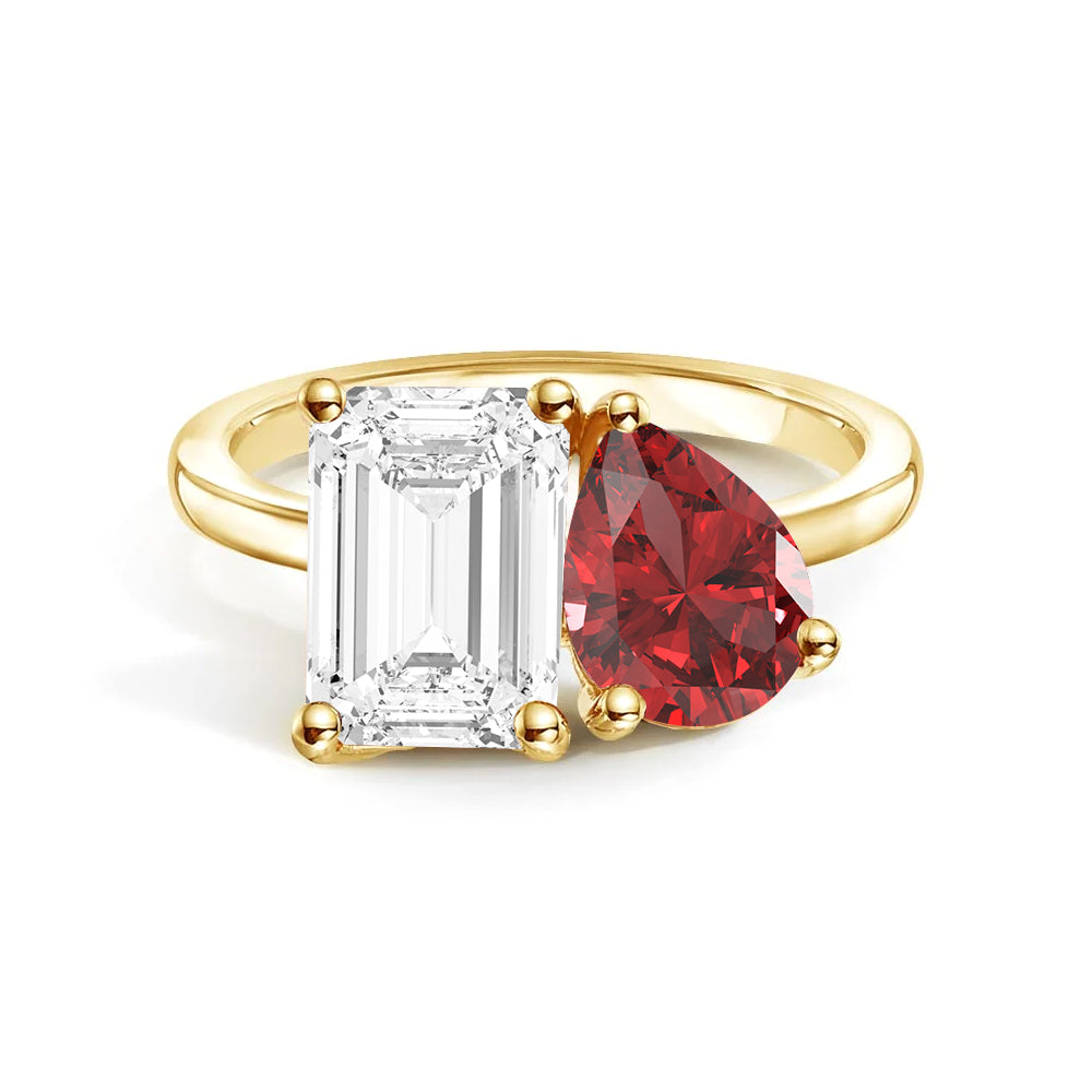 Personalized Toi et Moi Moissanite Birthstone Ring - Custom Anniversary Gift for Couples, Engagements & Romantic Occasions