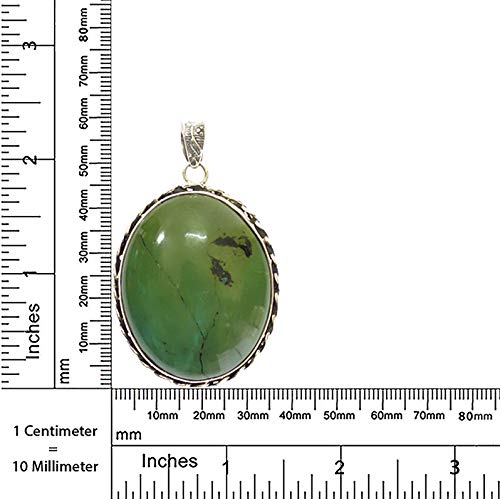 925 Sterling Silver Pendant for Women - Natural Green Tibetan Turquoise Gemstone Necklace, Handmade Boho Jewelry for Everyday Wear & Special Occasions