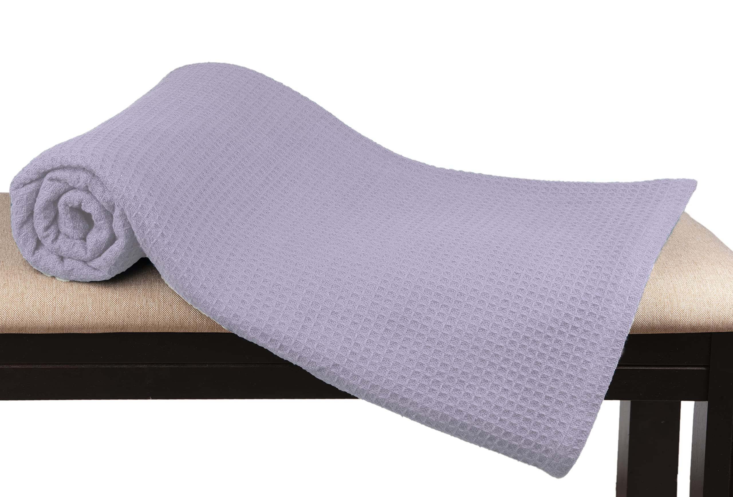 GLAMBURG 100% Cotton Thermal Blanket - Queen Size Soft Waffle Weave Blanket, Breathable All-Season Bedding for Cozy Sleep, Warm & Lightweight - Perfect for Bedroom, Sofa, Travel & Gifts (Purple)