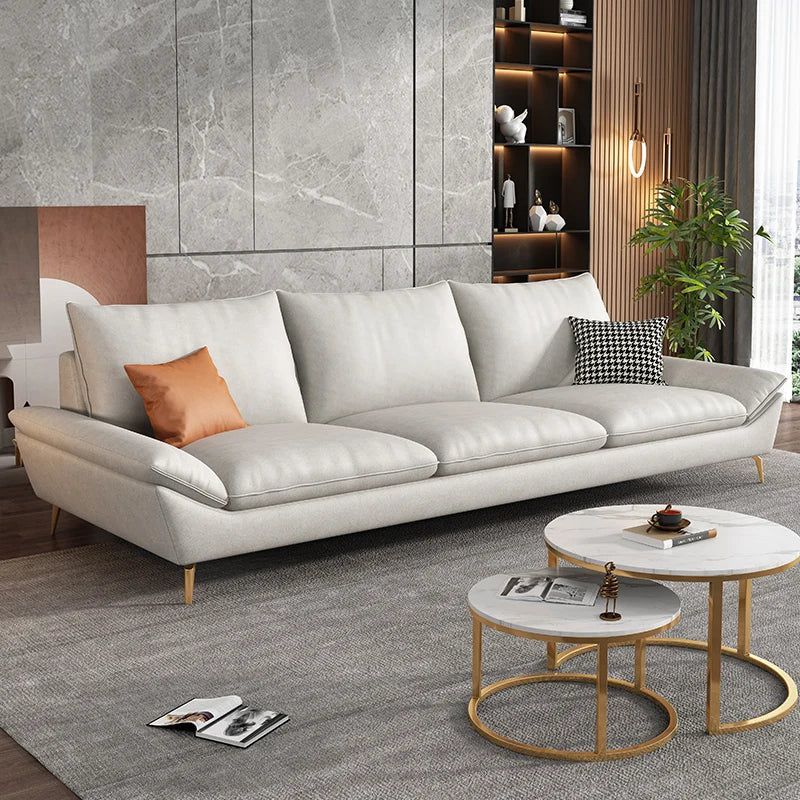 Luxury Faux Leather Designer Plaza Sofa Set for Living Room - Modern 3-Piece Sectional Sofa with Ottoman, Comfortable & Stylish Home Furniture for Small Spaces