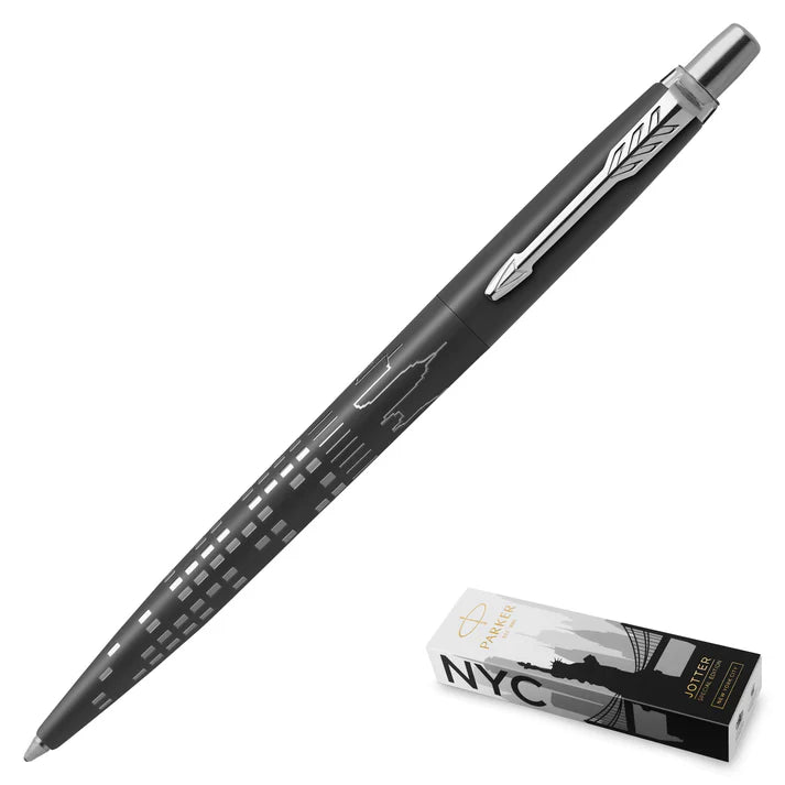 Parker Jotter Special Edition New York City Ballpoint Pen - Black Chrome Trim, Premium Writing Gift for Professionals & Students - Perfect for Office, School & Business Meetings