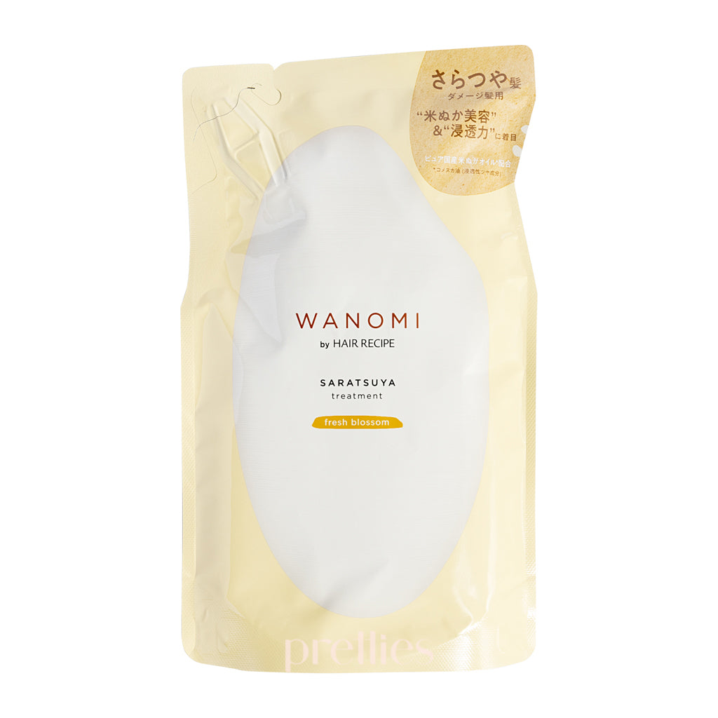 P&G Hair Recipe WANOMI Saratsuya Treatment for Damaged Hair - Fresh Blossom Scent Refill Pack 300g (Gold) | Deep Conditioning Hair Mask for Dry, Frizzy & Color-Treated Hair at Home Salon Treatment