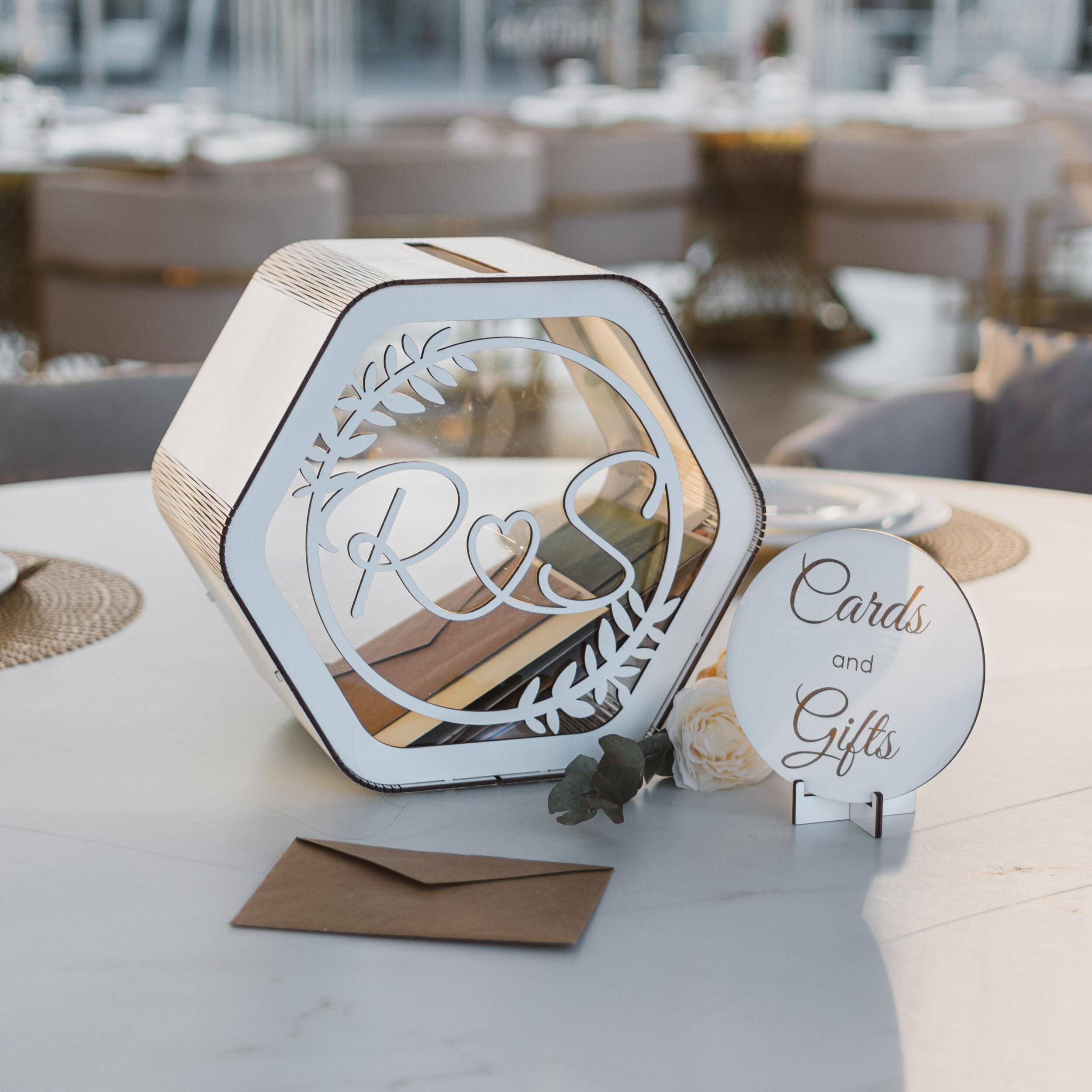 Personalized Wooden Wedding Card Box - Rustic Wedding Reception Decor with Gift Card Slot - Perfect for Honeymoon, Bridal Showers, Baby Showers & Birthday Parties - Handcrafted Wood Card Holder for Special Occasions