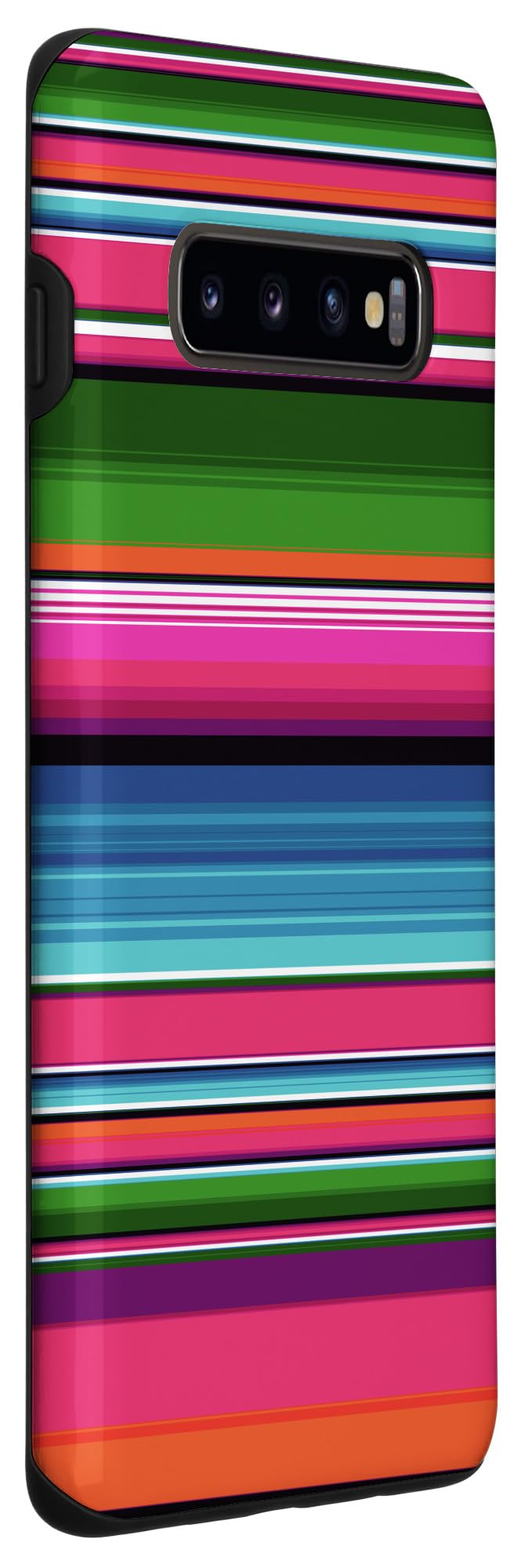 Galaxy S10+ Case - Mexican Serape Blanket Design with Pink & Green Stripes, Stylish & Durable Phone Cover for Everyday Use, Travel, and Outdoor Adventures