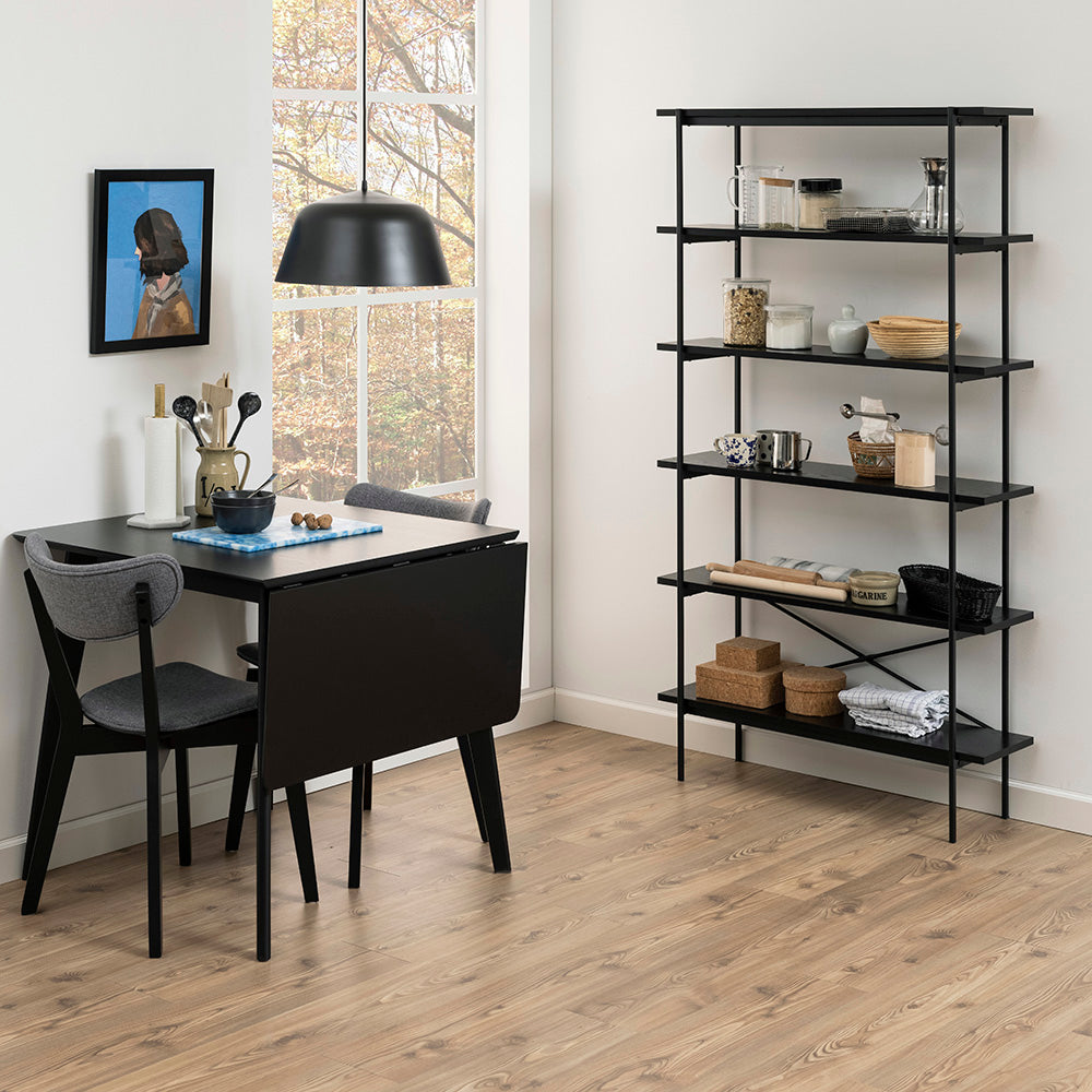 KREMAN 94cm Black Metal Shelving Unit - Sturdy Storage Shelf for Home, Office, Garage & Closet Organization