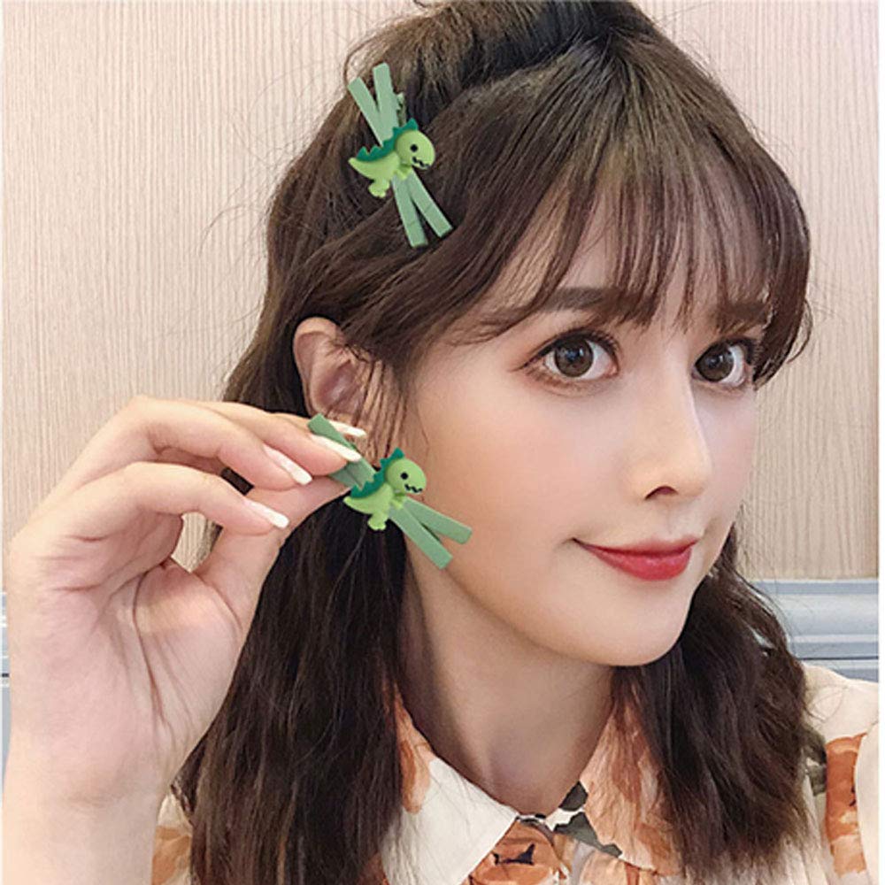 WHITEBRIDGE 6-Piece Cartoon Frosted Hair Clips Set - Dinosaur & Avocado Design Bobby Pins for Girls and Women | Cute Hair Accessories for School, Parties & Daily Styling