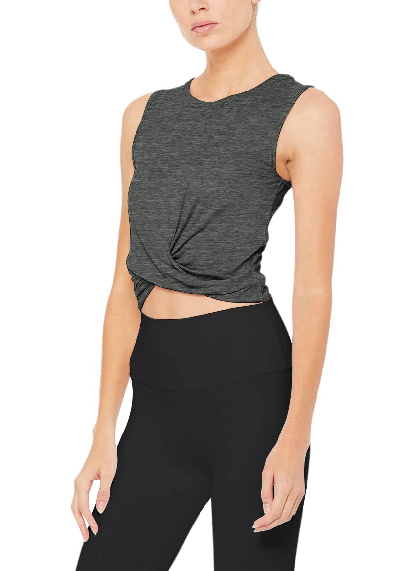 Bestisun Women's Cropped Workout Tops - Flowy Gym Athletic Shirts for Yoga & Exercise | Slim Fit Fitness Apparel for Running, Pilates & Gym Training
