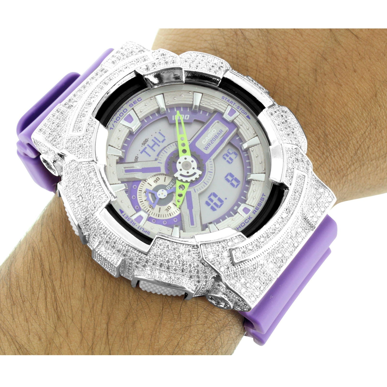 G Shock GA110DN-6A Purple Digital Watch with Custom Bezel - Stylish Sports & Outdoor Activity Timepiece for Men and Women