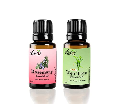 Pure Tea Tree Oil & Rosemary Essential Oil for Skin & Hair Care - Natural Antiseptic, Acne Treatment, Scalp Health - Perfect for Aromatherapy, DIY Beauty & Home Remedies