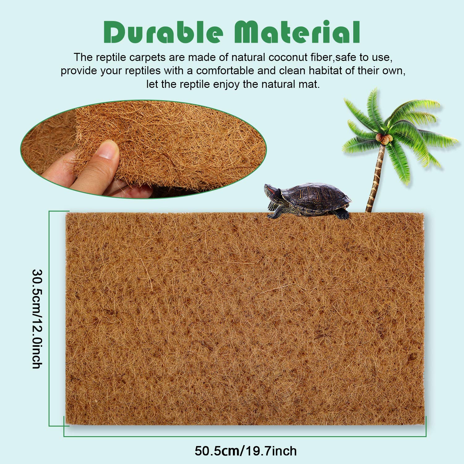 BWOGUE 3-Pack Natural Coconut Fiber Reptile Carpet - Terrarium Liner for Lizards, Snakes, Chameleons, Geckos & Turtles | Soft & Safe Reptile Bedding Mat | Perfect for Reptile Tanks, Habitats & Enclosures