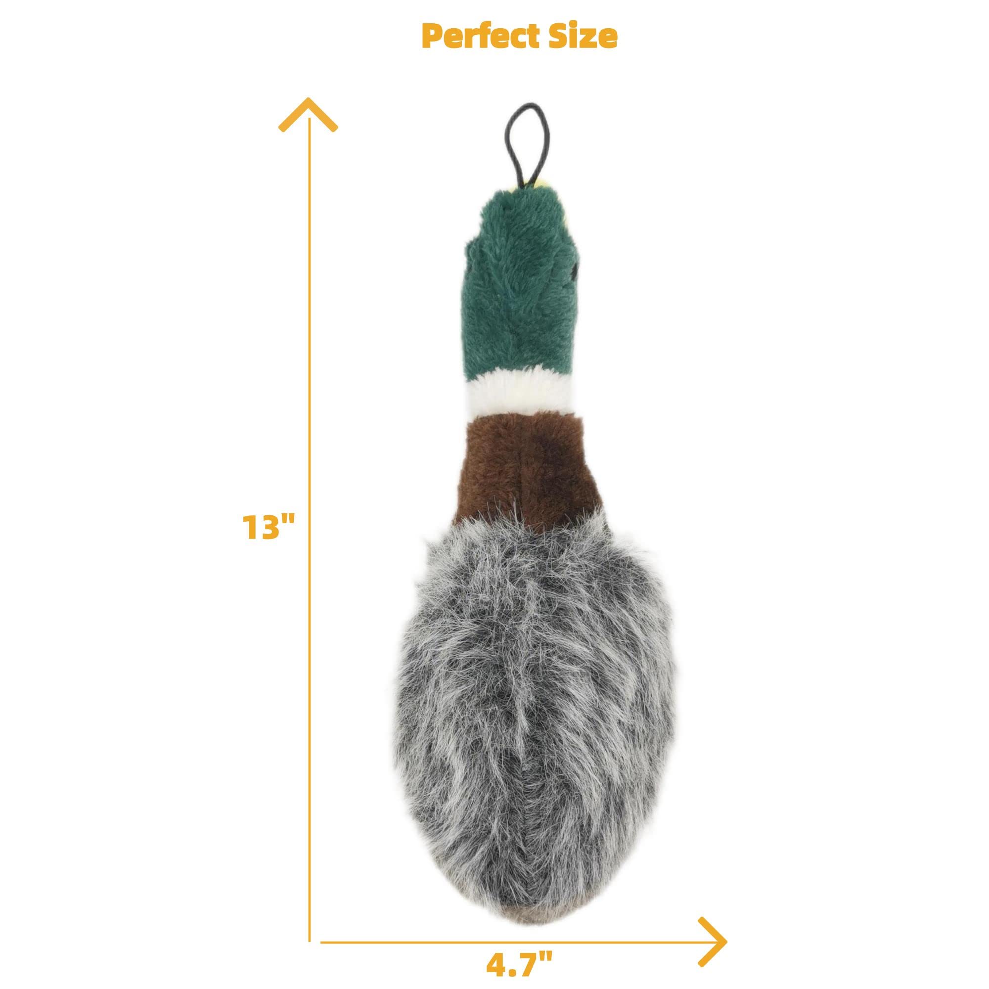JKW Plush Mallard Duck Squeaky Dog Chew Toy for Large Dogs - 15 Inch Durable Soft Duck Toy for Aggressive Chewers - Perfect for Fetch, Training & Playtime in Backyard or Park