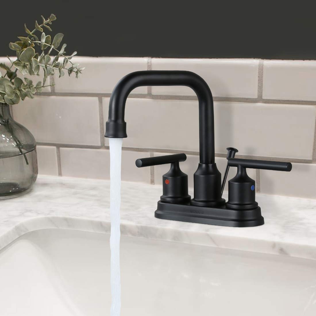 **Black 4-inch Pot Filler Faucet - Hot & Cold Water Folding Kitchen & Bathroom Faucet for Easy Cooking & Handwashing**